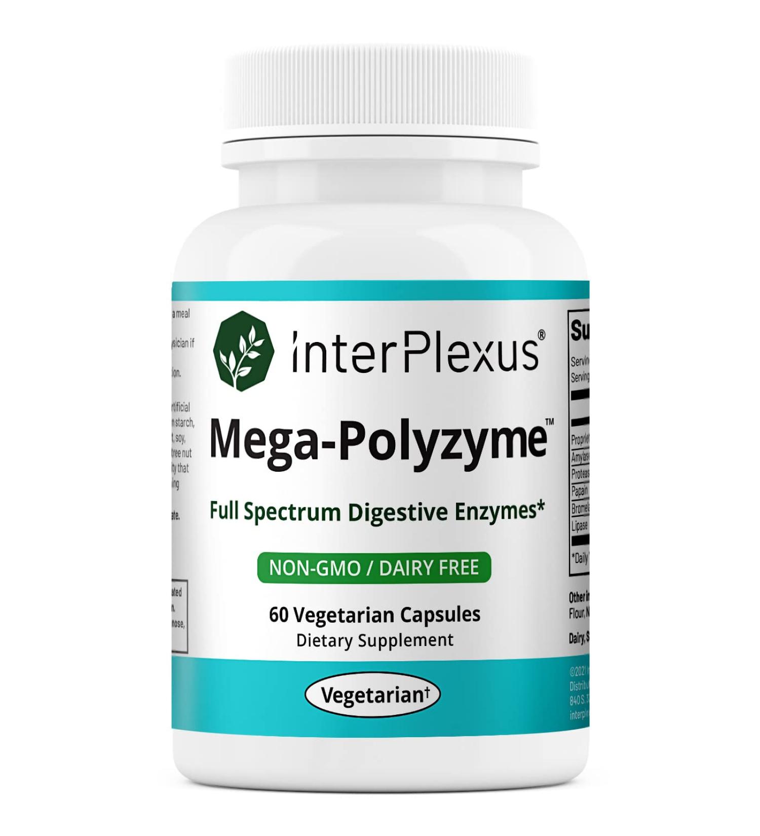 InterPlexus Mega-Polyzyme 60 Capsules - Digestive Enzyme Supplement for Optimal Health - Buy Online on GoSupps.com