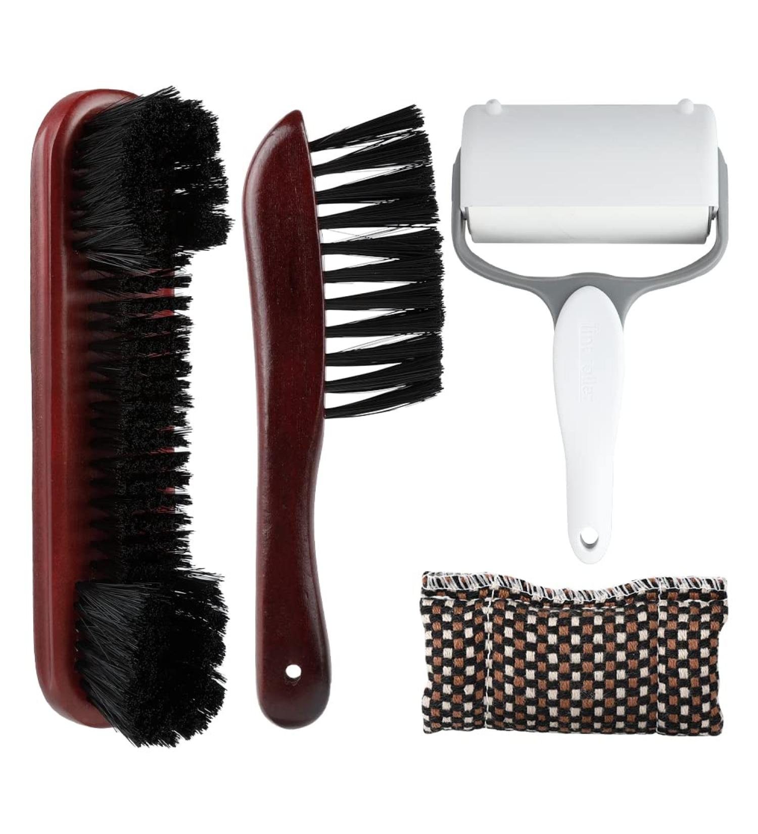 4 Pack Billiard Pool Table Brush Set with Wooden Handles - Rail Brush, Lint Roller, and Cue Cloth - Cleaning Accessories - Buy Online on GoSupps.com