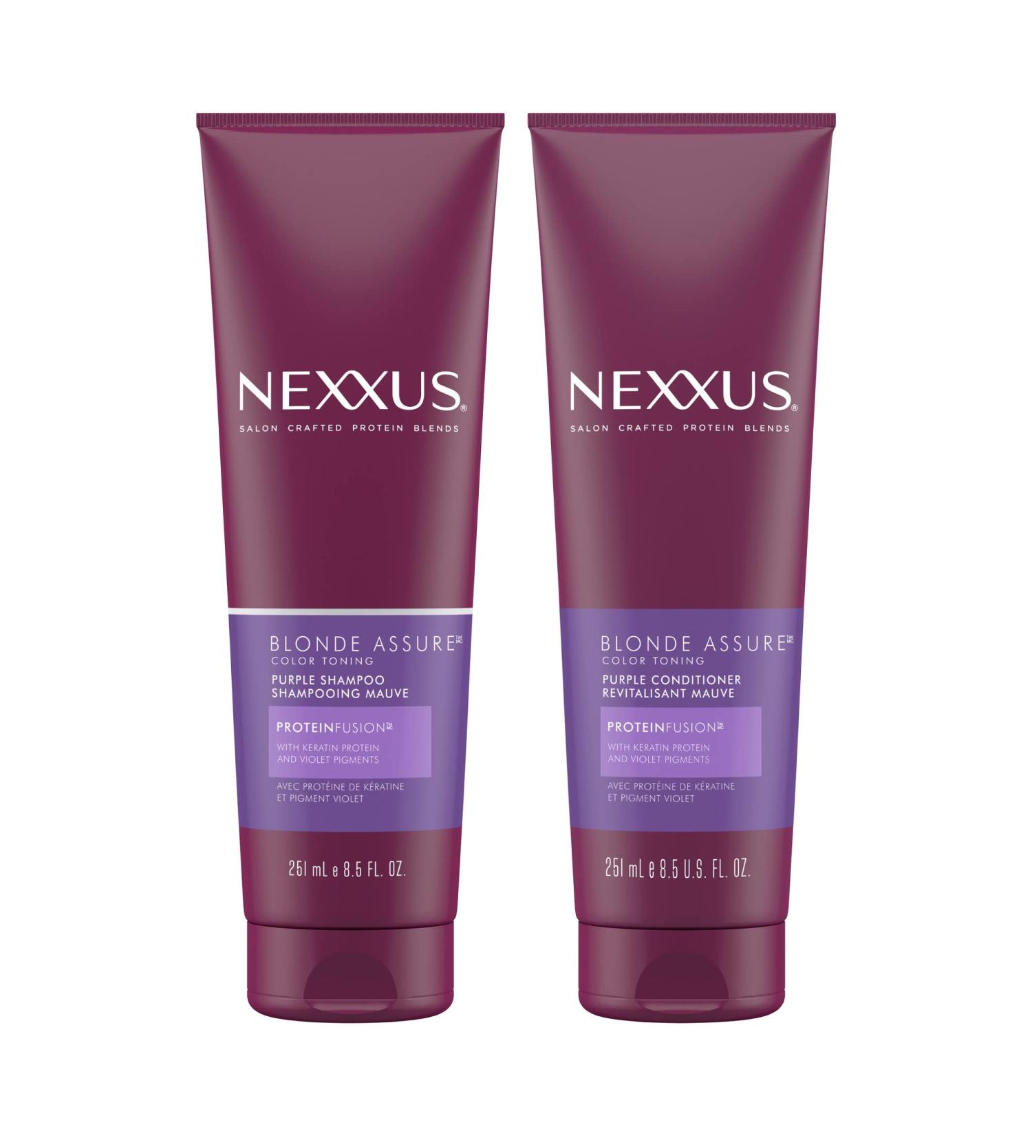 Nexxus Blonde Assure Purple Shampoo & Conditioner for Silver Bleached Platinum and Blonde Hair 250 ml (2) - Buy Online on GoSupps.com