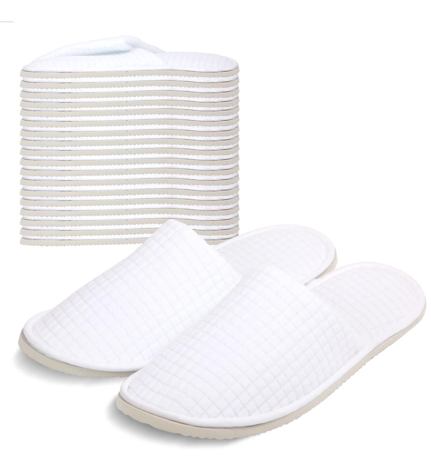 Anmerl Spa Slippers for Men and Women - Premium Bulk Hotel Slippers | Breathable Soft Cotton House Guest Slippers - Non Slip | Washable & Reusable - 10 Pairs (White) - Buy Online on GoSupps.com