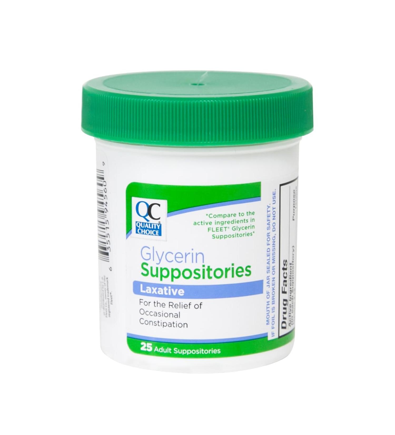Quality Choice Fast-Acting Adult Glycerin Suppositories for Occasional Constipation Relief. Gentle Predictable Bowel Movement Within 15 Minutes to 1 Hour 25 Count - Buy Online on GoSupps.com