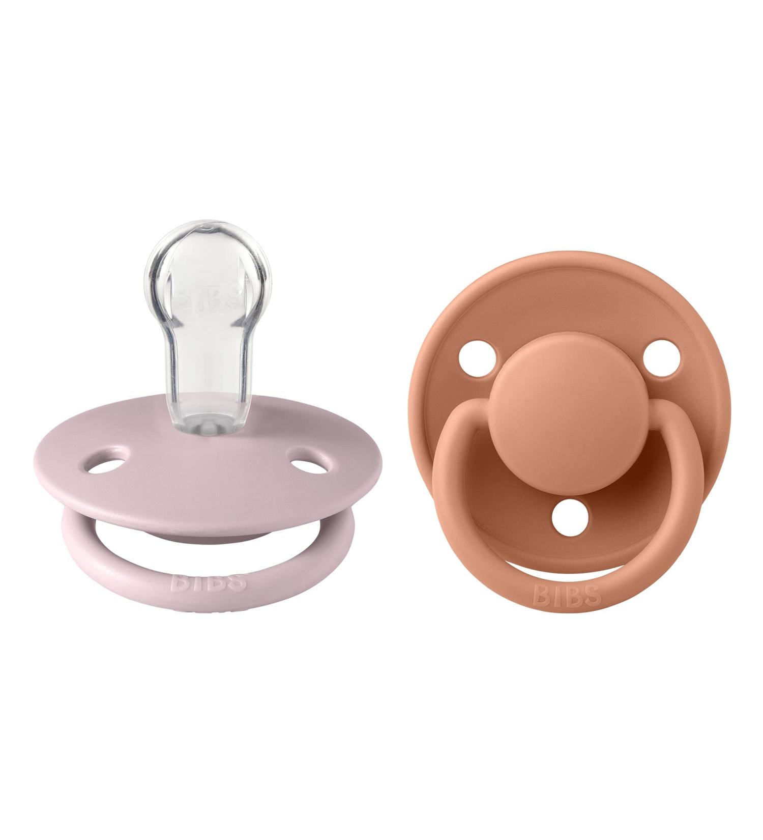 BIBSE de Lux BPA-Free Cherry Shape Silicone Pacifier 2-Pack | Made in Denmark | 0-36 Months | Pink Plum & Peach - Buy Online on GoSupps.com