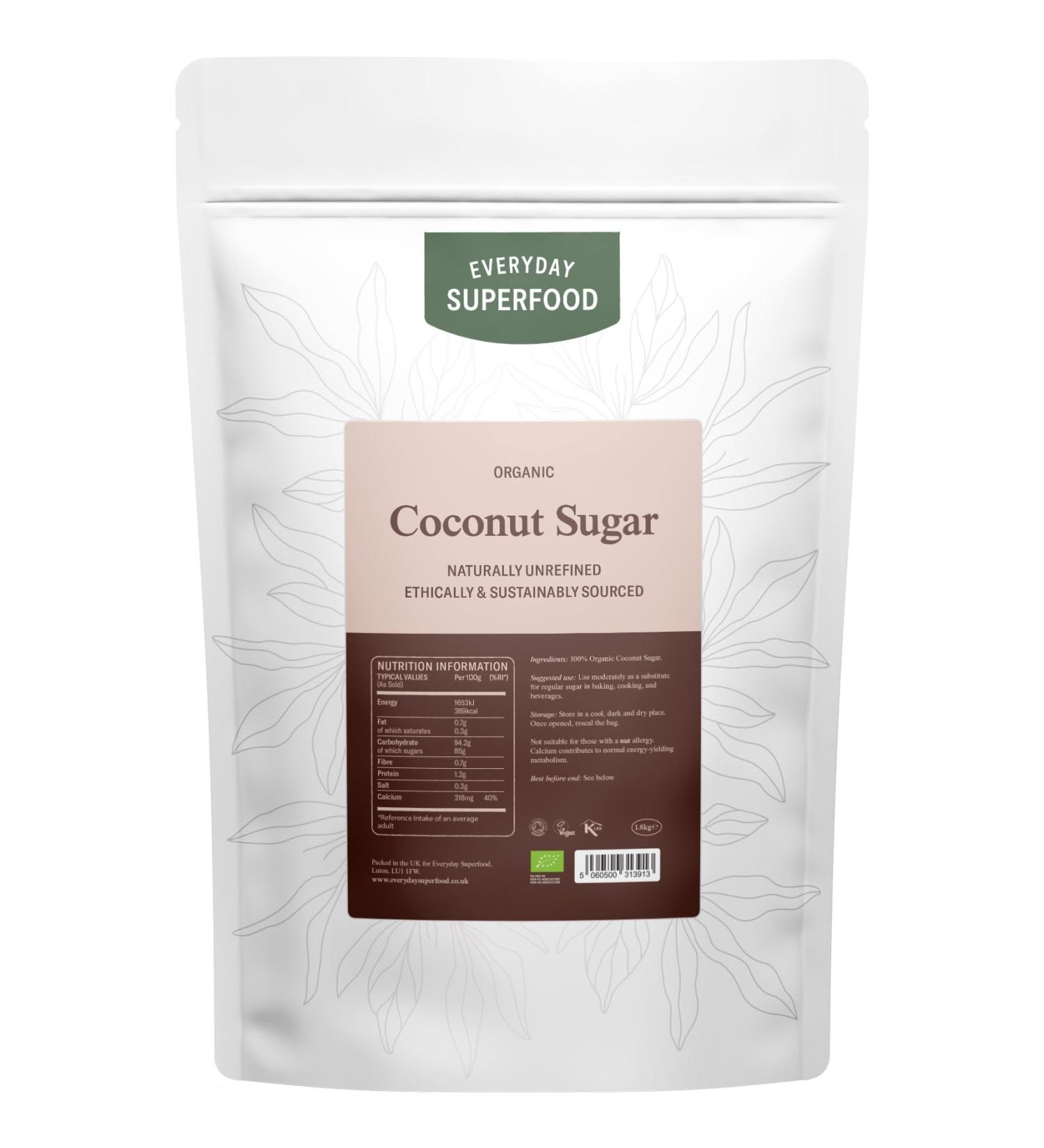 Organic Coconut Sugar 1.8kg - Premium Ethically Sourced Vegan Kosher Sweetener | 1.8kg Bulk Coconut Palm Sugar Blossom - Buy Online on GoSupps.com