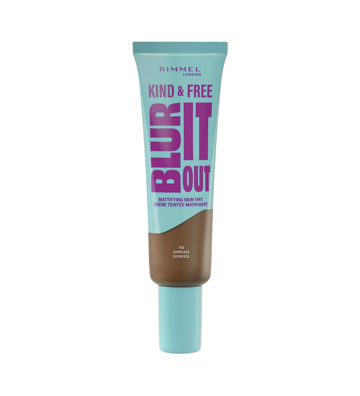 Rimmel Rimmel London Kind & Free Blur It Out Full Coverage Foundation 705 Espresso all-day shine control light matte finish 30 ml