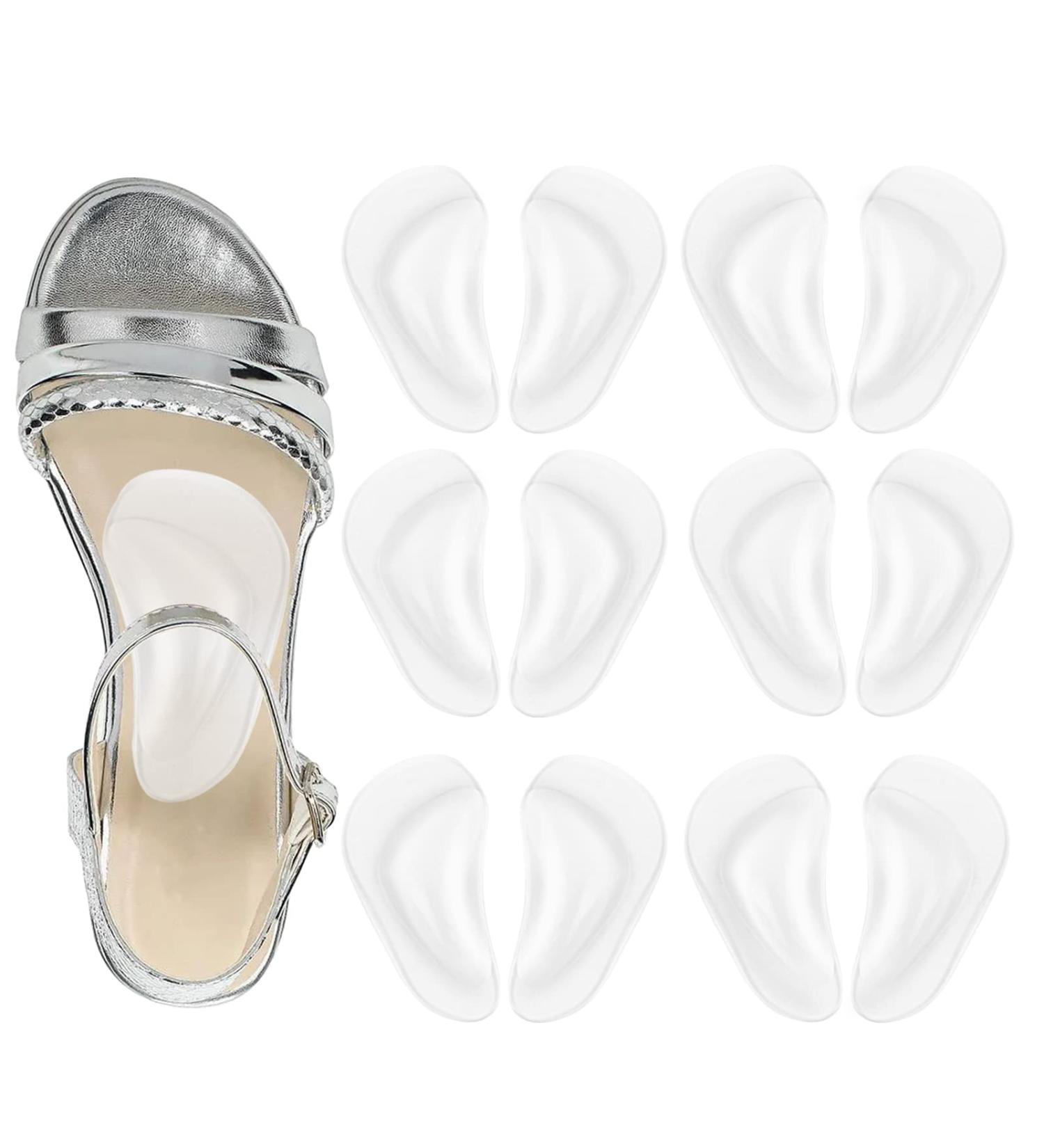 Women's Arch Support Insoles - 6 Pairs for Flat Feet & Plantar Fasciitis | Gel Sticky Pads for High Arch Support | 0.47in Height | Reusable Cushions - Clear - Buy Online on GoSupps.com