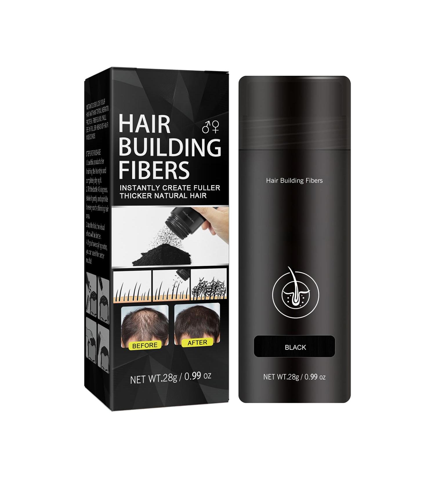 Hair Fibers for Thinning Hair - Long-Lasting Waterproof Touch Up Powder for All Hair Types (Black - Buy Online on GoSupps.com