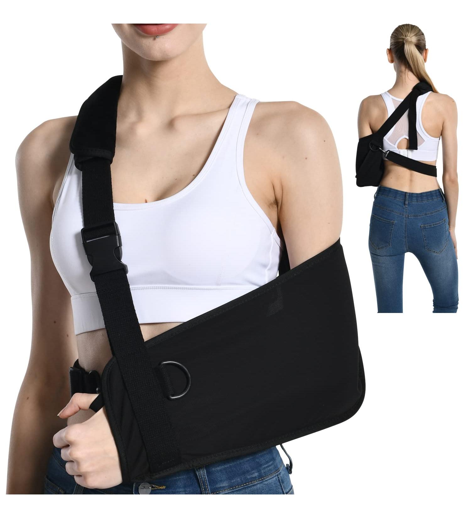 Fotgok Breathable Arm Sling with Waist Belt - Shoulder Immobilizer for Men and Women - Strong Support Brace for Shoulder Injury - Black - Buy Online on GoSupps.com