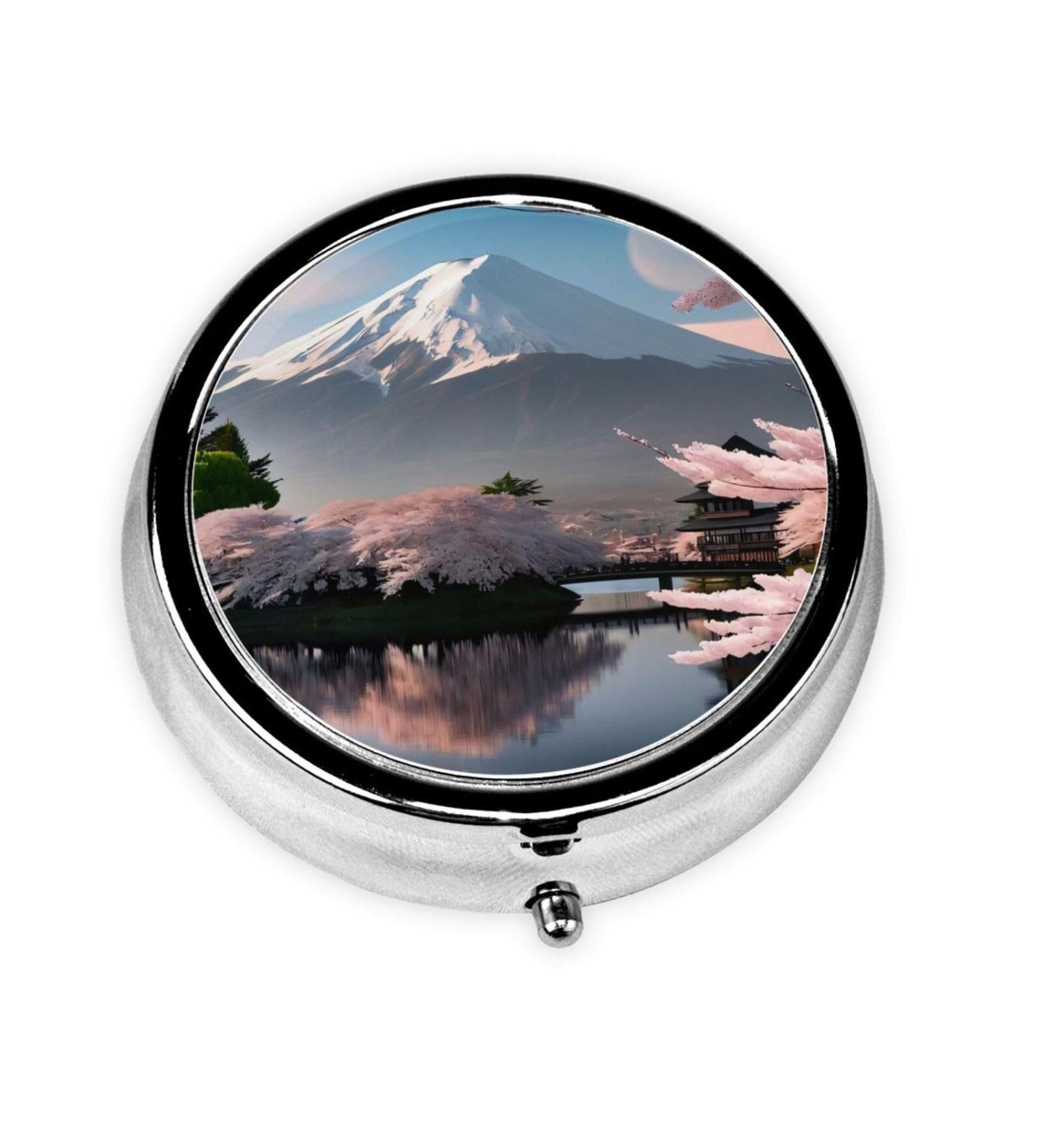 Mt. Fuji Early Spring Portable Metal Pill Box - 3-Compartment Travel Organizer for Small Pills - Must-Have Mini Accessory - Buy Online on GoSupps.com