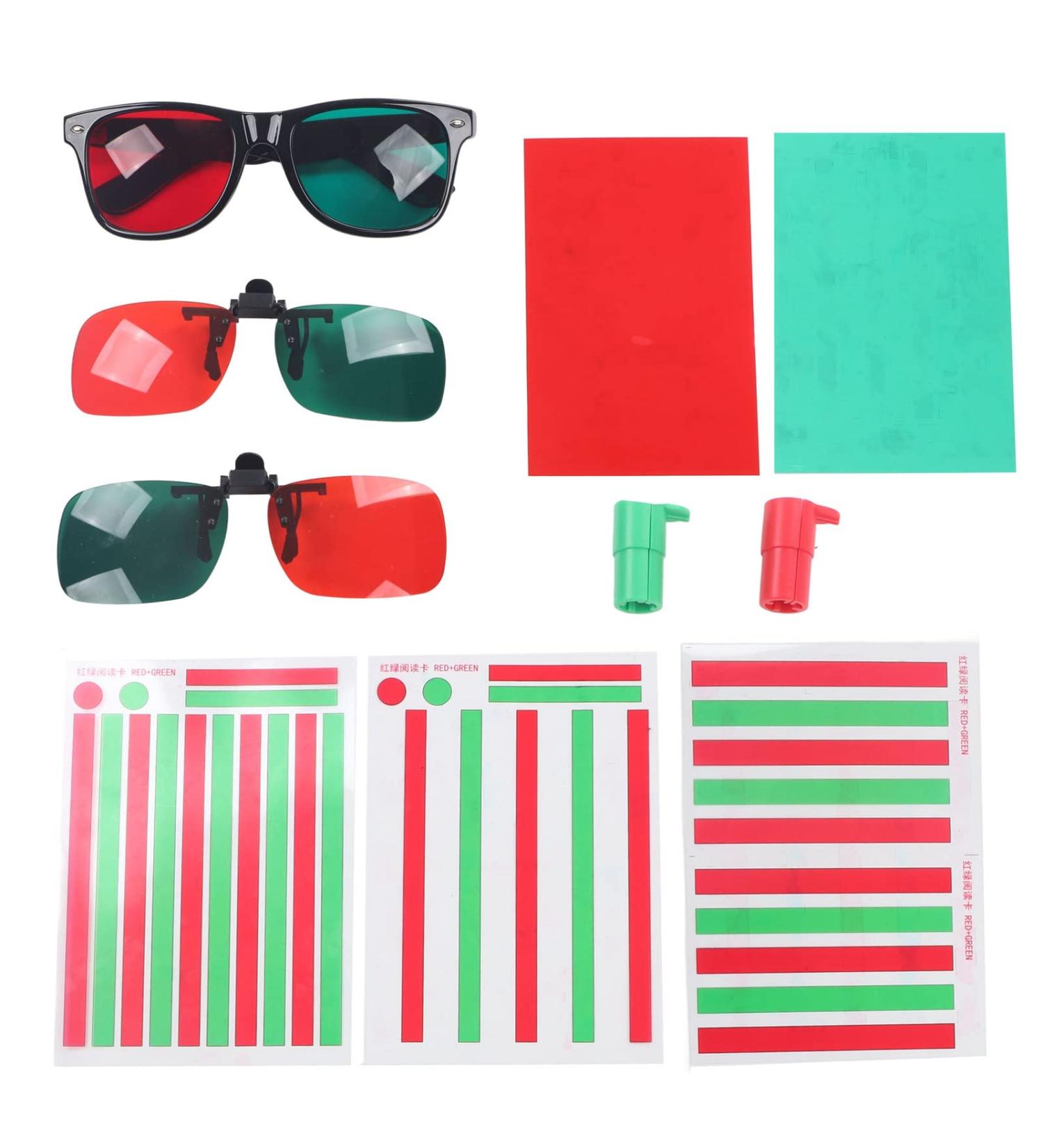 Red Green Amblyopia Glasses for Color Blindness | Protanopia & Anerythrochloropsia Reading Aid | International Shipping - Buy Online on GoSupps.com