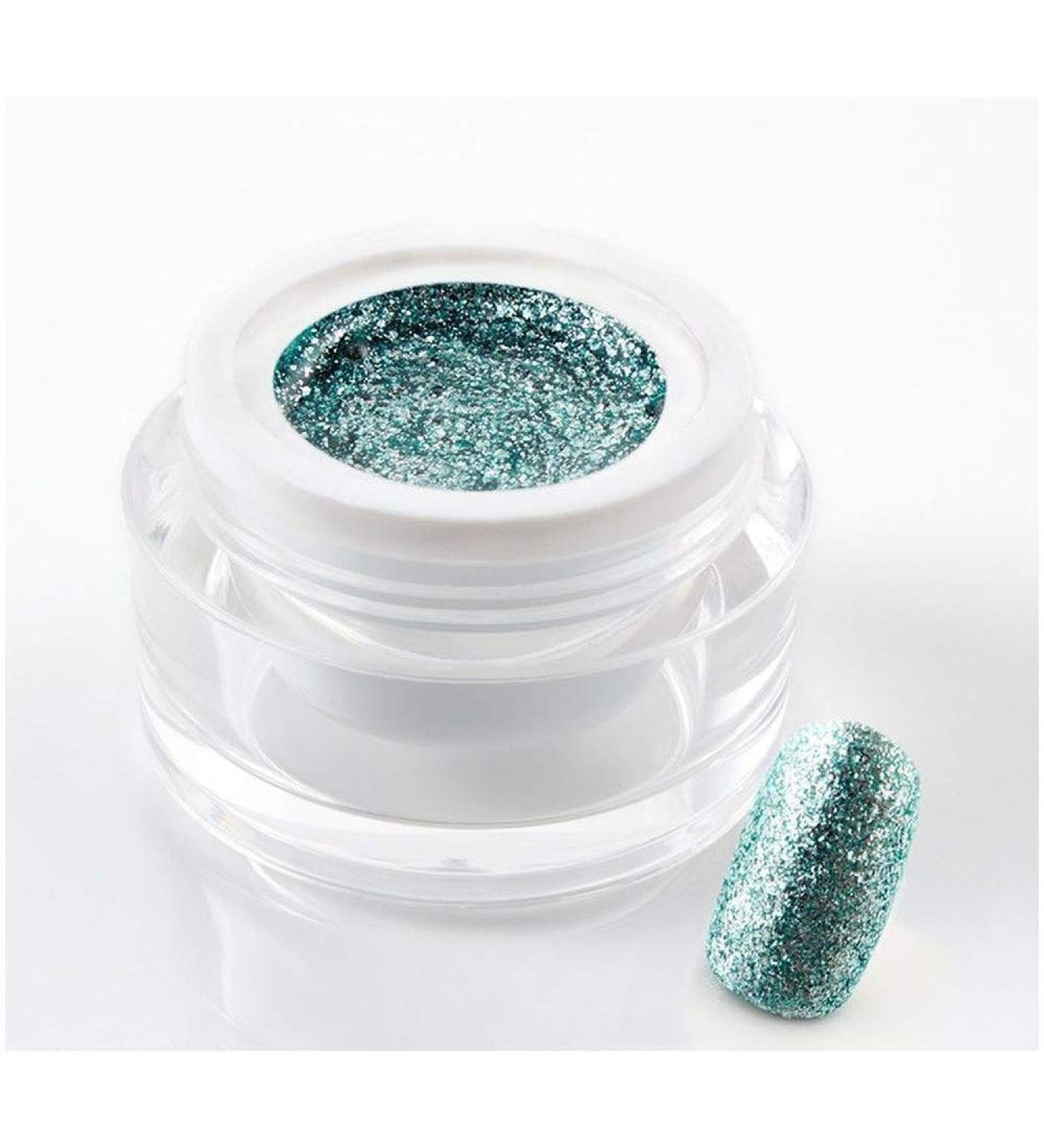 ml exclusive UV color gel/color gel/glitter gel - in Glam Glitter Delicious Mint - with real silver