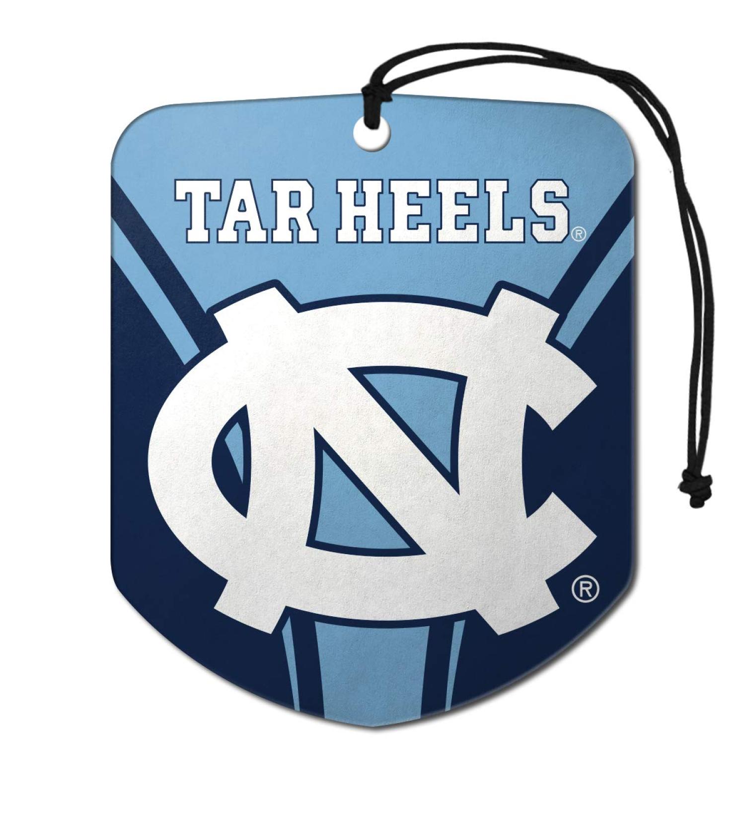FANMATS 61624 NCAA North Carolina Tar Heels Hanging Car Air Freshener, 2 Pack, Black Ice Scent, Odor Eliminator, Shield Design with Team Logo