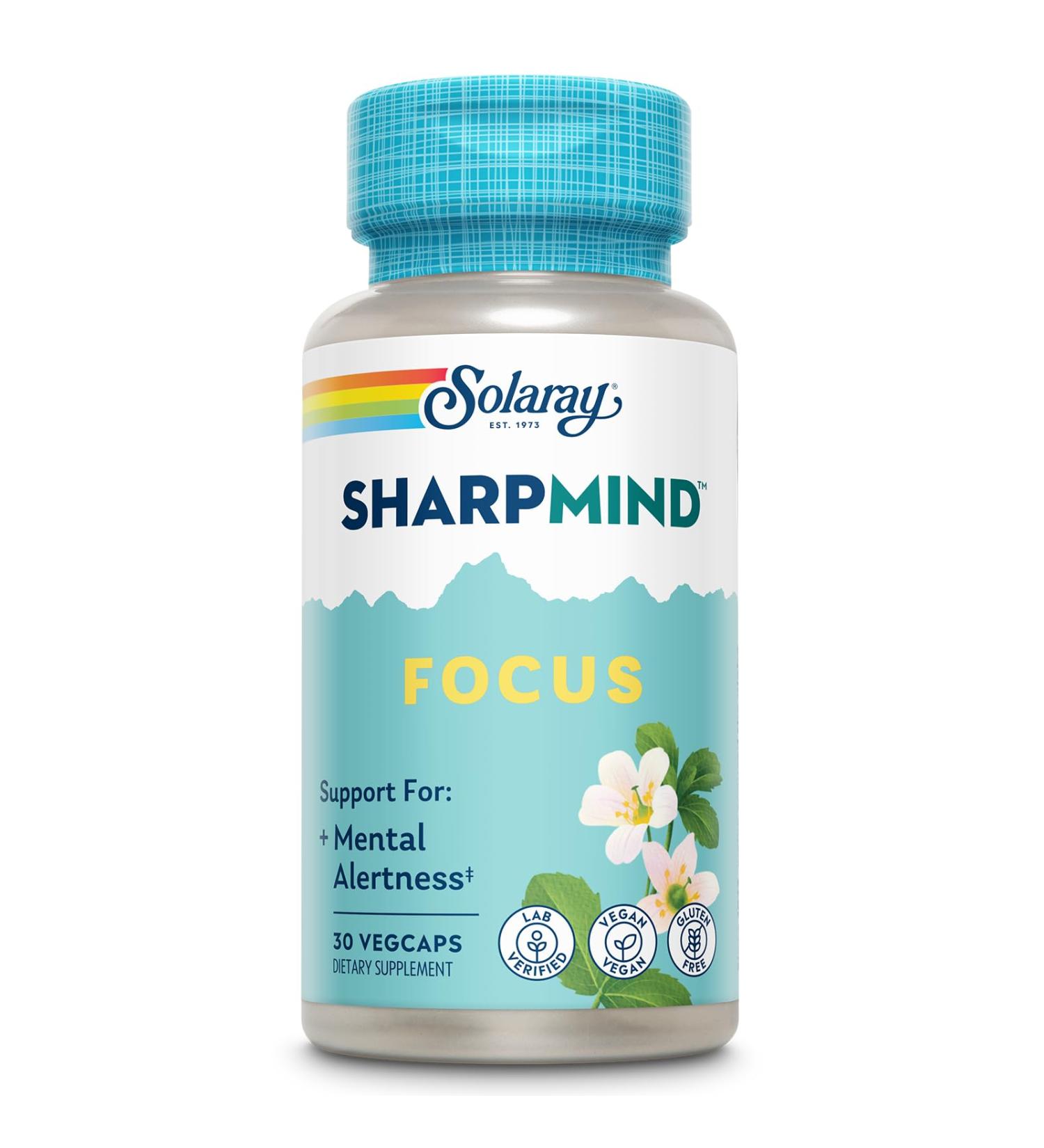 SOLARAY SharpMind Focus Mental Alertness Nootropic Supplement Memory Support Each Capsule with Cognizin Citicoline Vegan 60 Day Money Guarantee 30 Serv 30 Vegetarian Capsules Pills 30 Count (Pack of 1) - Buy Online on GoSupps.com