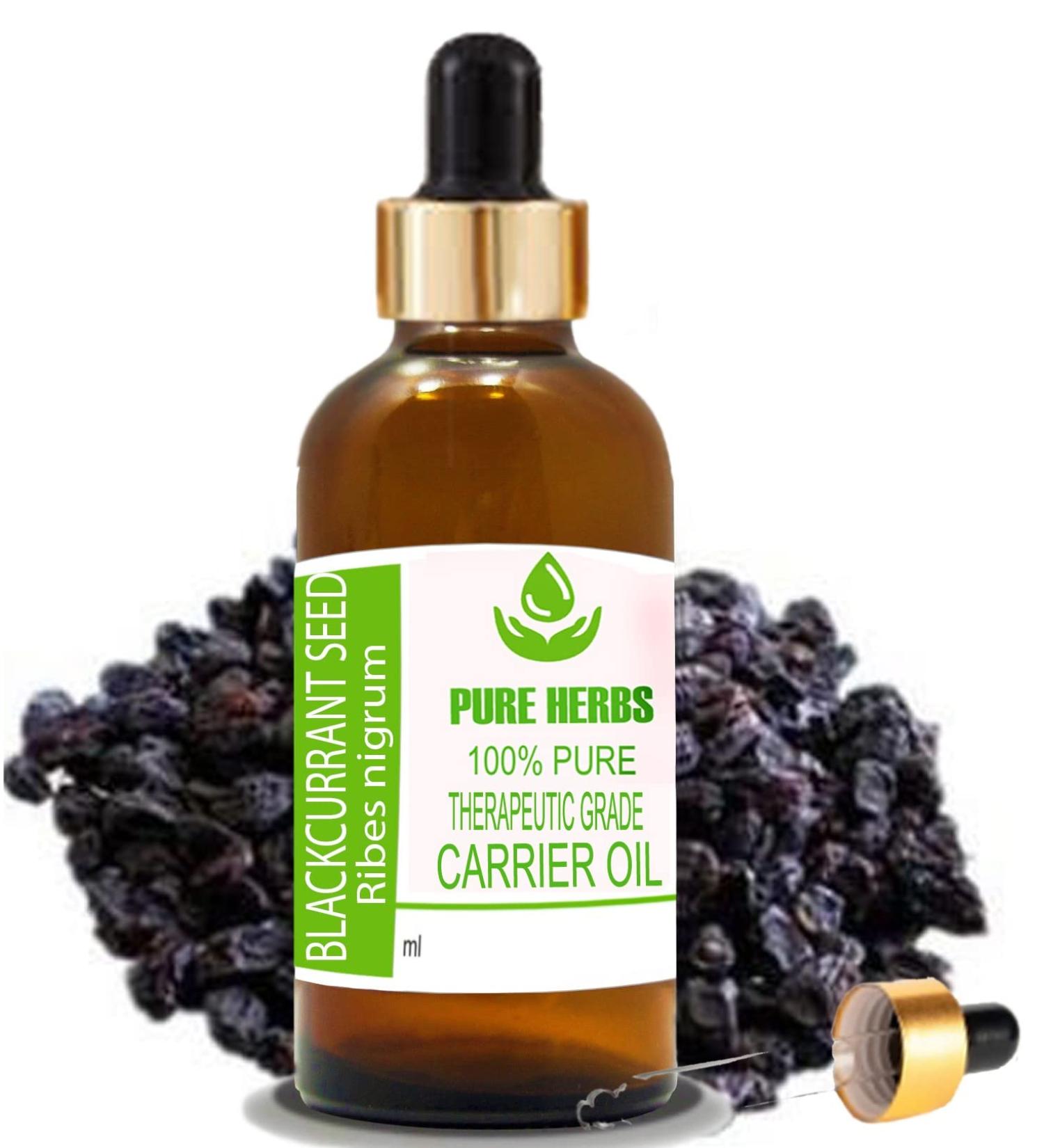 Pure Herbs Blackcurrant Seed Oil 30ml - Natural Therapeutic Carrier Oil for Skincare & Wellness - Buy Online on GoSupps.com