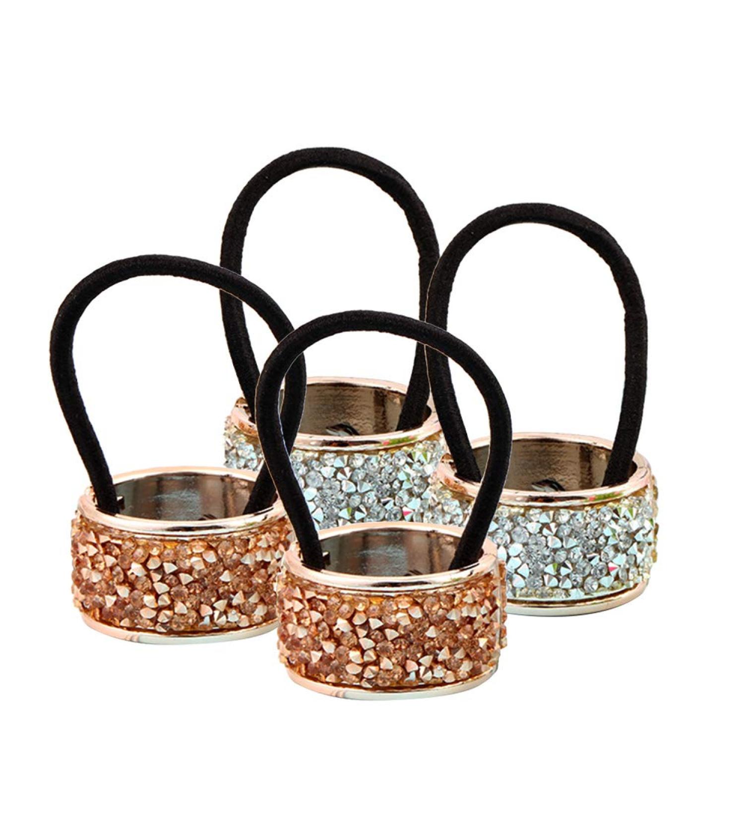 Lurrose 4pcs Rhinestone Glitter Ponytail Holders - Gothic Punk Hair Accessories | Elastic Metal Hair Ties for Trendy Styles - Buy Online on GoSupps.com