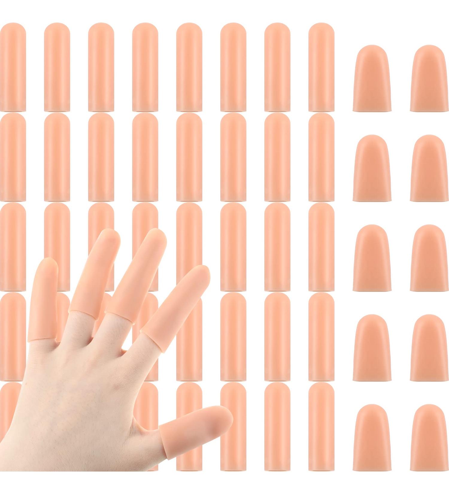 Gel Finger Support Protector Gloves - 50 Pieces Beige Silicone Finger Sleeves: 40 Long, 10 Short - Buy Online on GoSupps.com