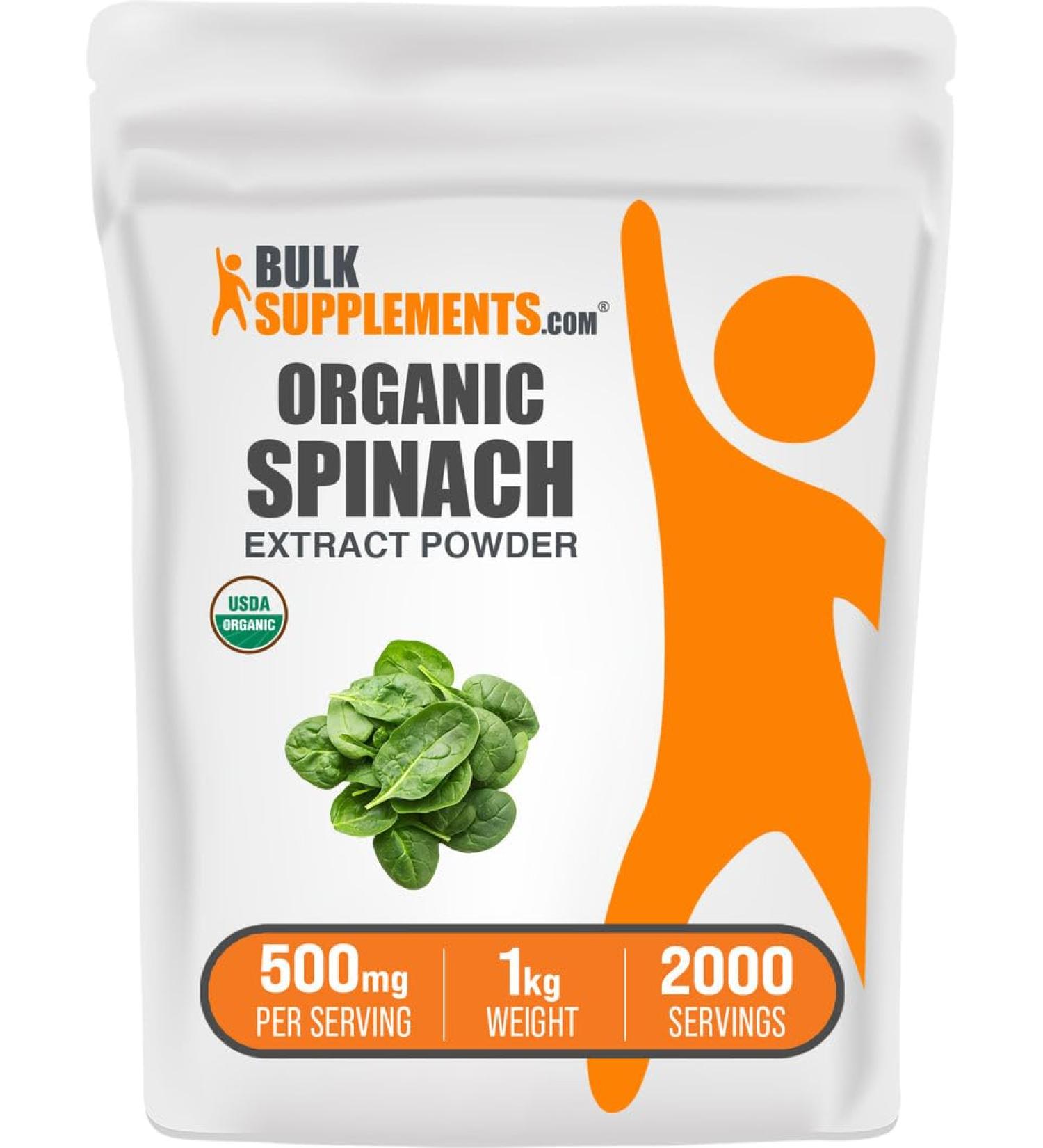 BulkSupplements.com Organic Spinach Extract Powder - Organic Spinach Powder from Leaf Extract Herbal Supplement - Gluten Free 500mg per Serving 1kg (2.2 lbs) (Pack of 1) 35.2 Ounce (Pack of 1) - Buy Online on GoSupps.com
