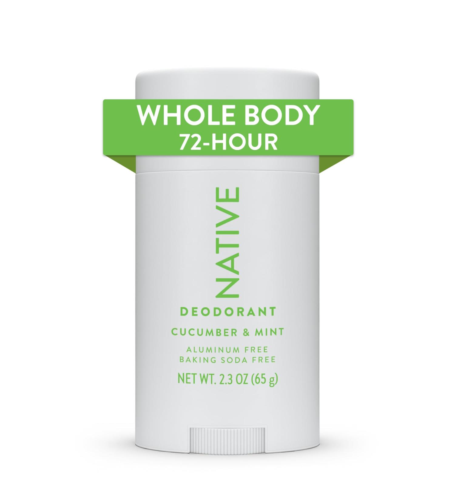 Native Whole Body Deodorant Stick Contains Naturally Derived Ingredients Deodorant for Men and Women | 72 Hour Odor Protection Aluminum Free with Coconut Oil and Shea Butter | Cucumber & Mint - Buy Online on GoSupps.com