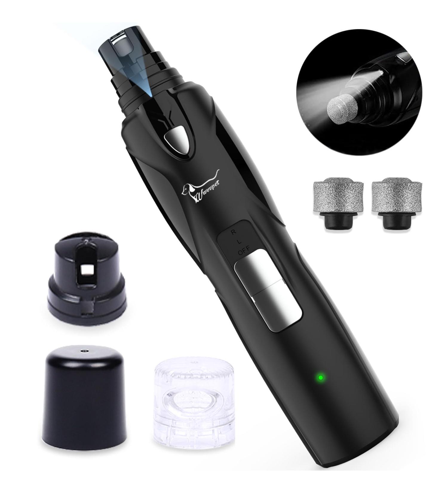 Claw Grinder for Dogs & Cats - LED Nail Mill Quiet & Powerful Pet Nail Clippers with 2 Wheels - Buy Online on GoSupps.com