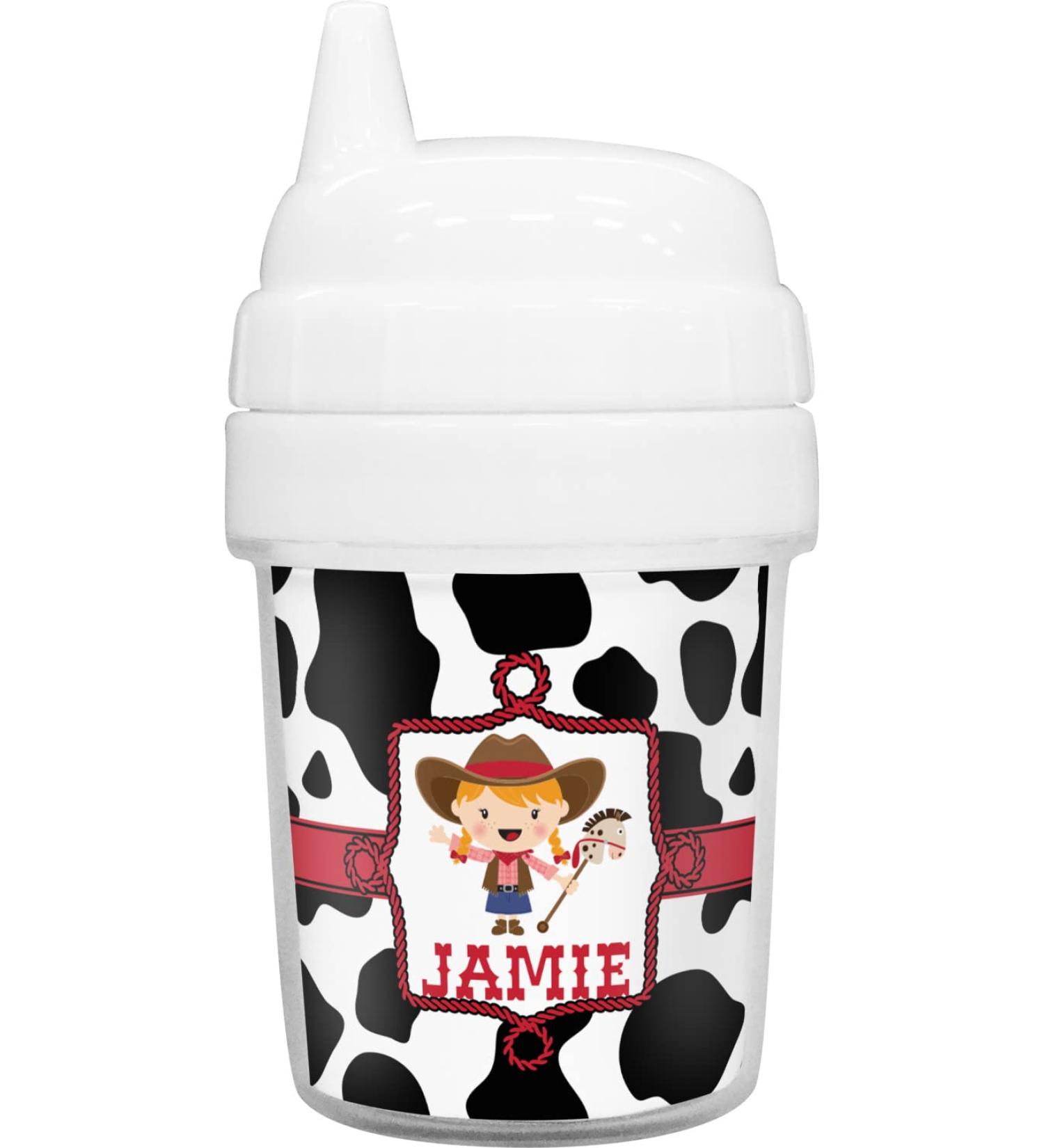 Personalized Cowprint Cowgirl Baby Sippy Cup - Custom Cute Design - Buy Online on GoSupps.com