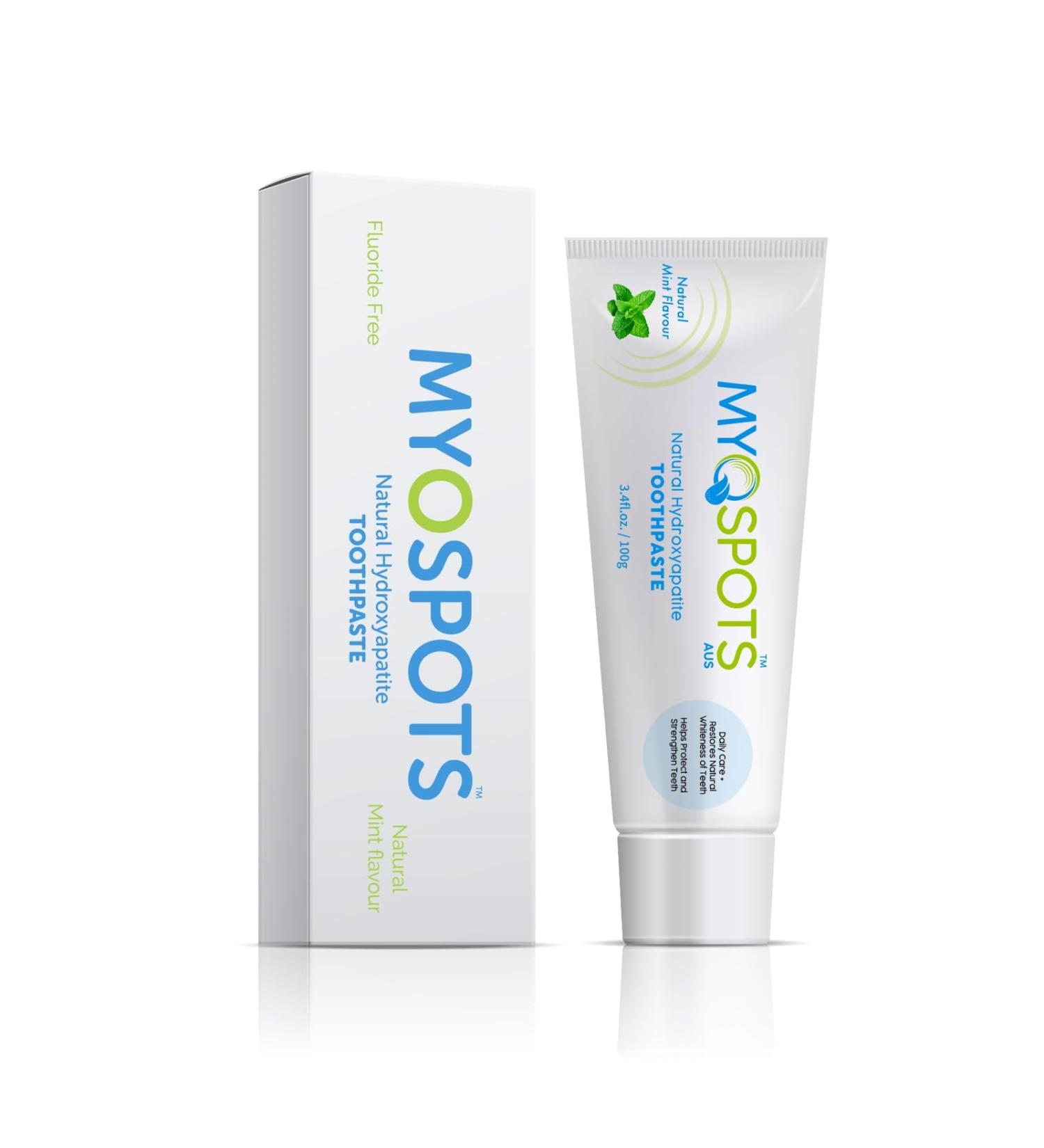 MYOSPOTS Hydroxyapatite Toothpaste - Whitening & Sensitive Care Reinvented Oral Health with HYDROXYAPATITE Natural Flavors Fluoride & Sodium Lauryl Sulfate Free (Mint) - Buy Online on GoSupps.com