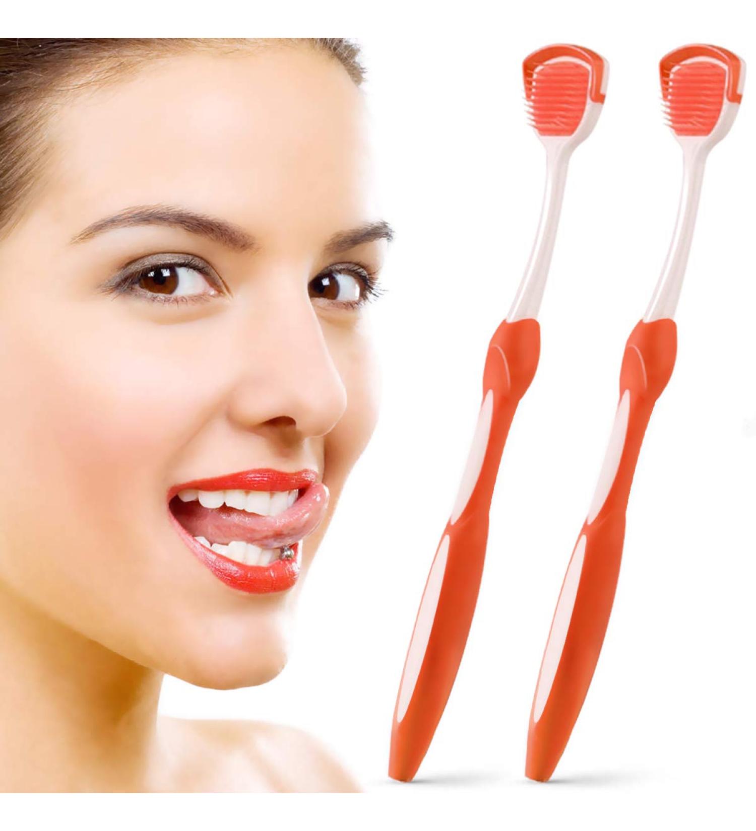 Tongue Scraper 2 Pack - Orange | Fight Bad Breath - Tongue Brush Cleaner - Buy Online on GoSupps.com
