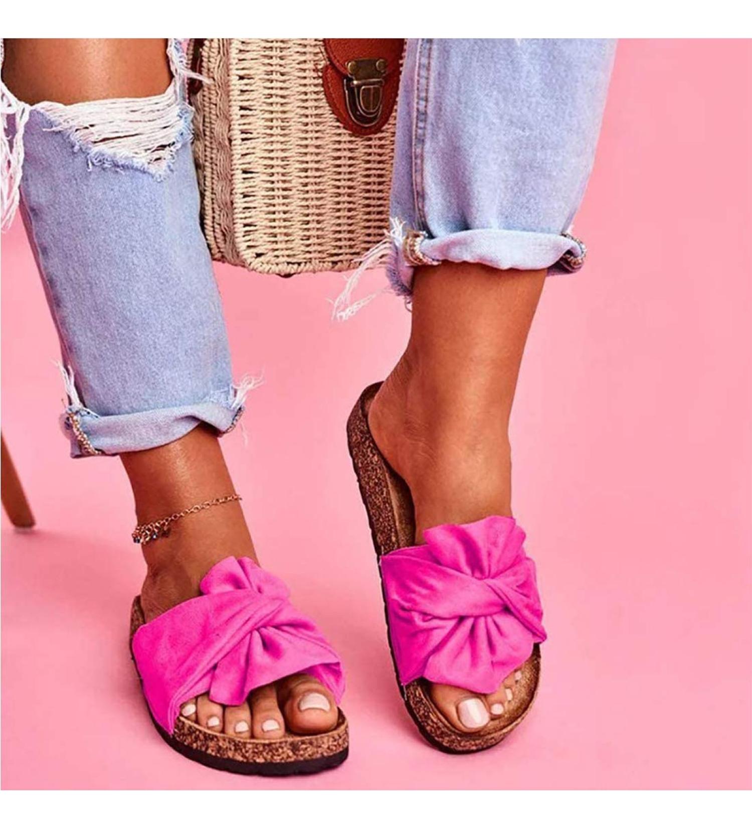 Buy Women's Summer Beach Sandals - Flat Bohemian Slippers & Non-Slip Flip-Flops in Pink | Perfect for Vacation & Outdoor - Buy Online on GoSupps.com
