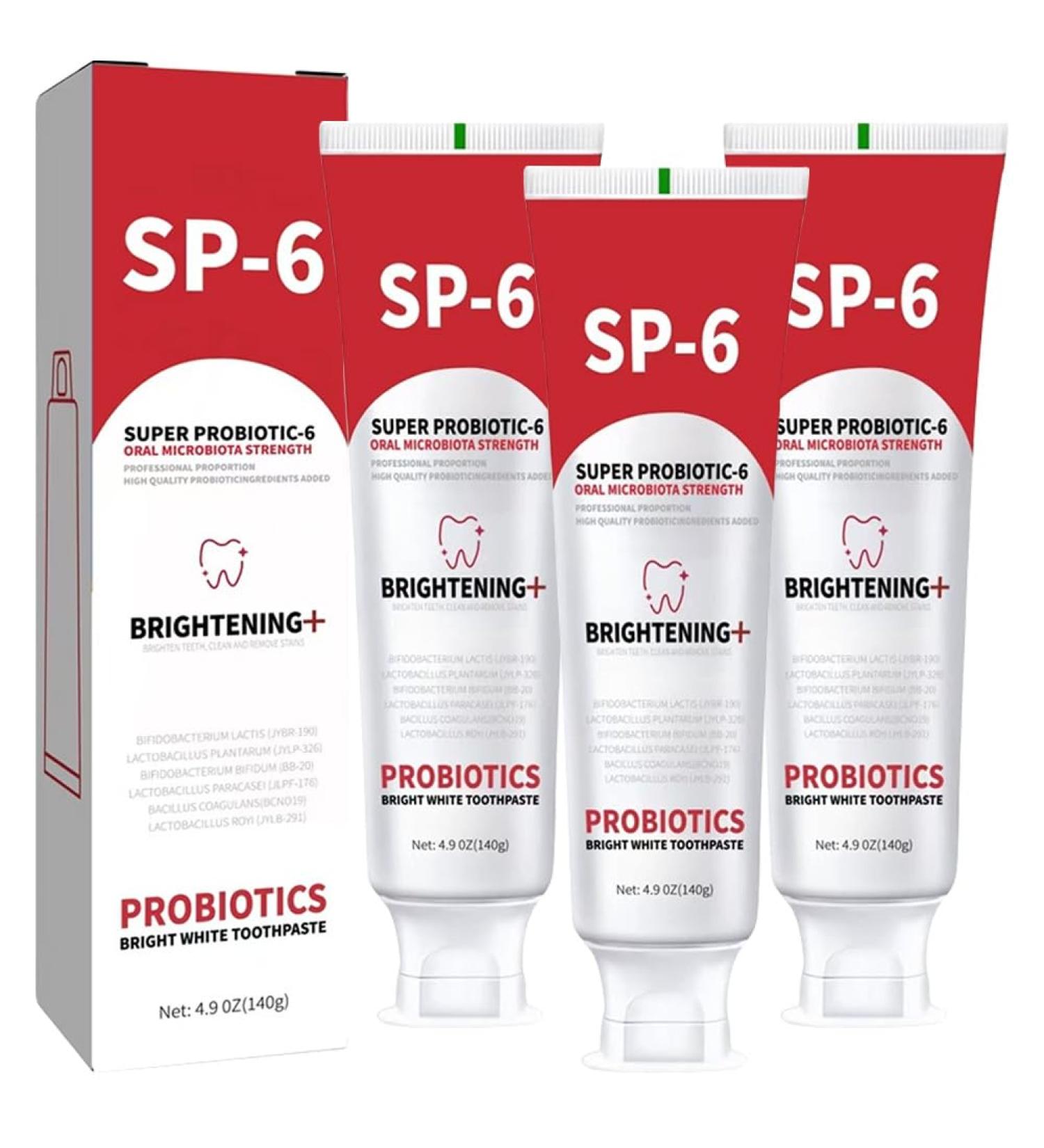 3 PCS SP 6 Toothpaste Fluoride Free Toothpaste Fresh Breath Stain Removing Deep Cleaning Care Teeth Health Strengthens Tooth Enamel for Sensitive Teeth Ideal for Daily Use 4.9 OZ 3pcs (140g Flip-top) - Buy Online on GoSupps.com