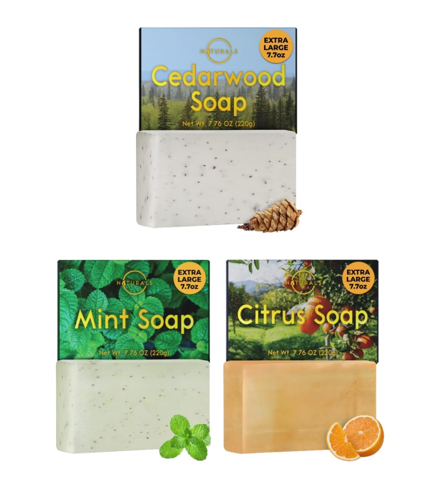 O NATURALS Exfoliating Soap Bar for Men | Cedarwood Mint & Citrus | Organic Moisturizing Face & Body Soap | Medium Grit Exfoliant - Buy Online on GoSupps.com