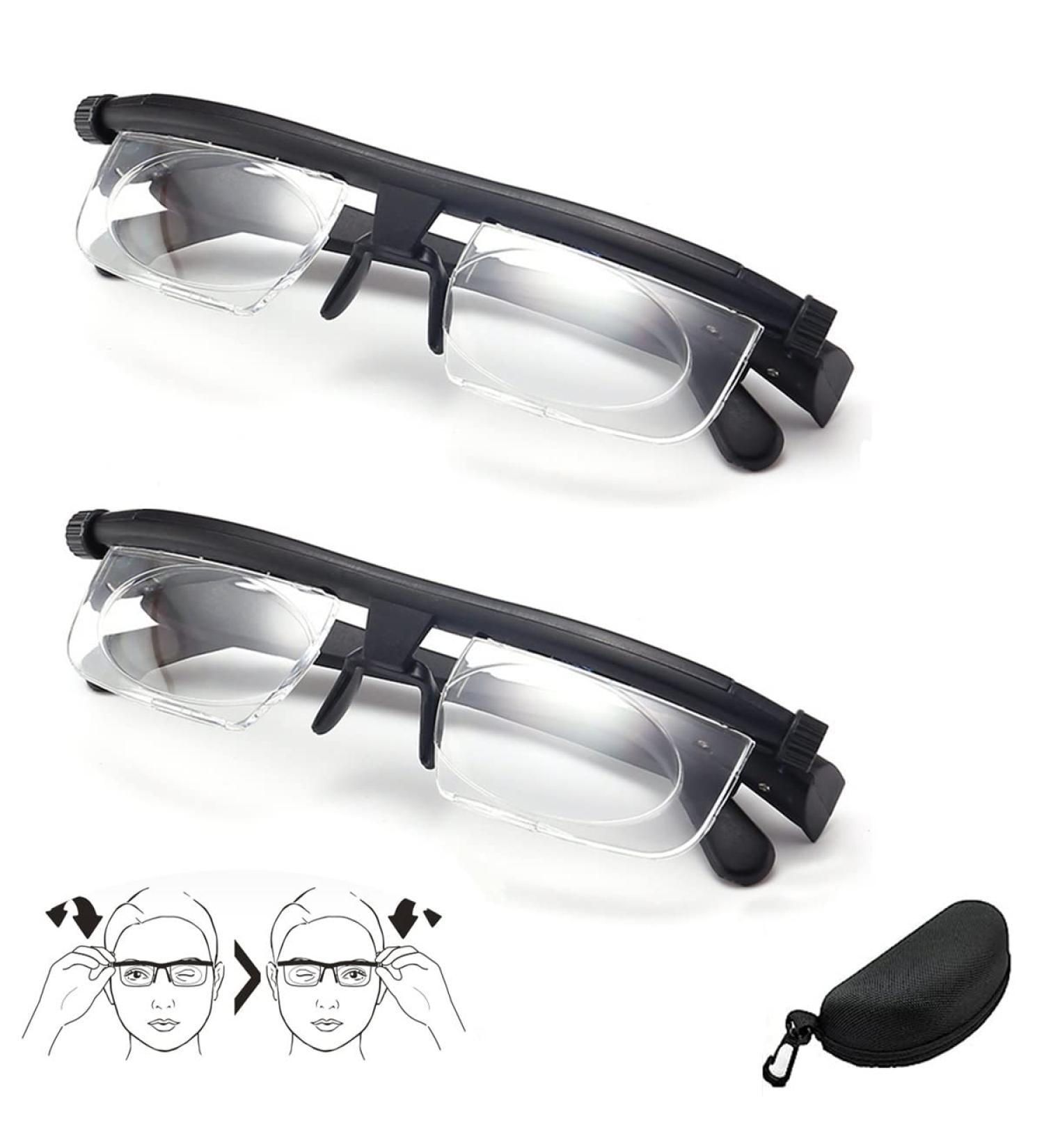 Adjustable Myopia Glasses with Adjustment Wheel | Unisex Nearsighted & Farsighted Reading Glasses - 2pc Set - Buy Online on GoSupps.com