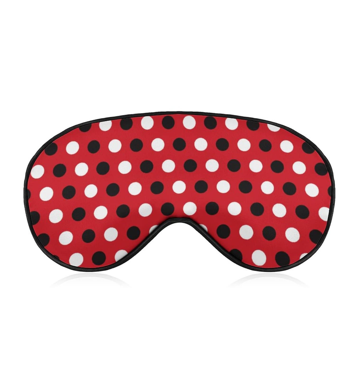 Black and White Polka Dots Sleep Mask for Women | Adjustable Eye Shades with Elastic Strap - Best Sleep Accessory - Buy Online on GoSupps.com