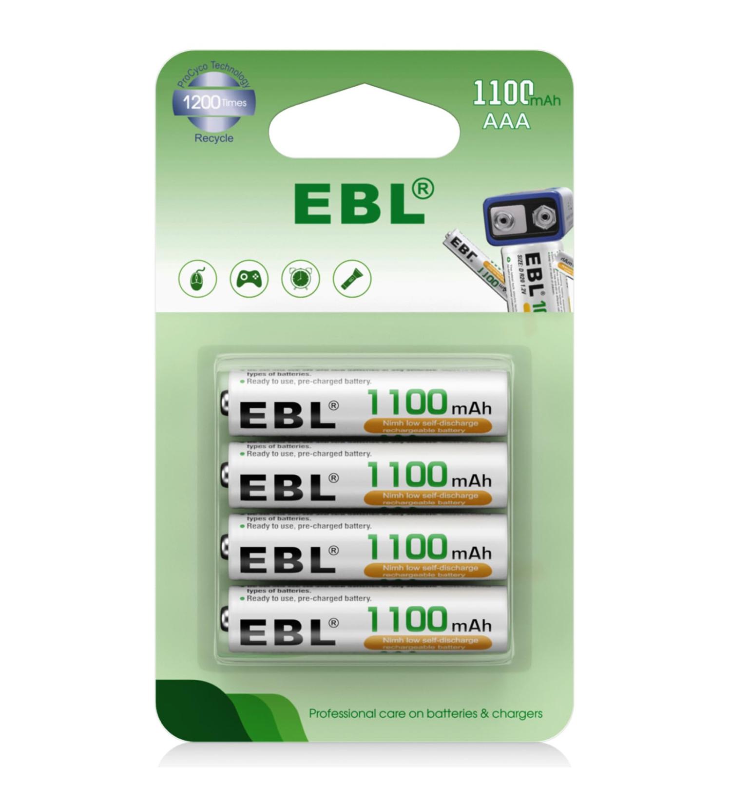 Buy EBL AAA Rechargeable Batteries (4 Count) 1100mAh - Pre-Charged NiMH - Eco-Friendly Triple A Batteries for Long-Lasting Power - Buy Online on GoSupps.com