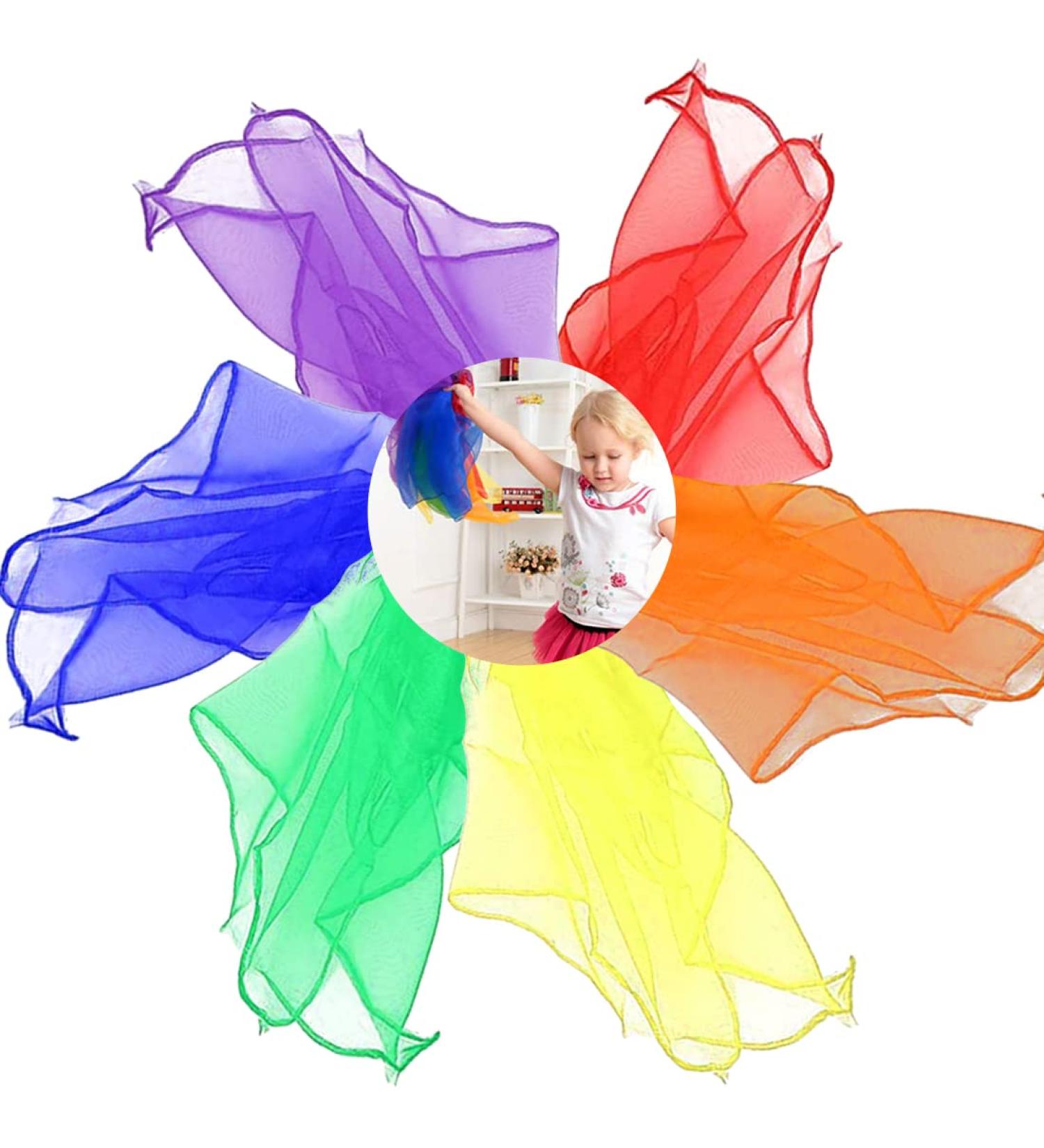 Buy Fukpo 6-Piece Chiffon Towel Set - Vibrant Performance Silk Scarves for Dance & Kids | International Shipping Available - Buy Online on GoSupps.com