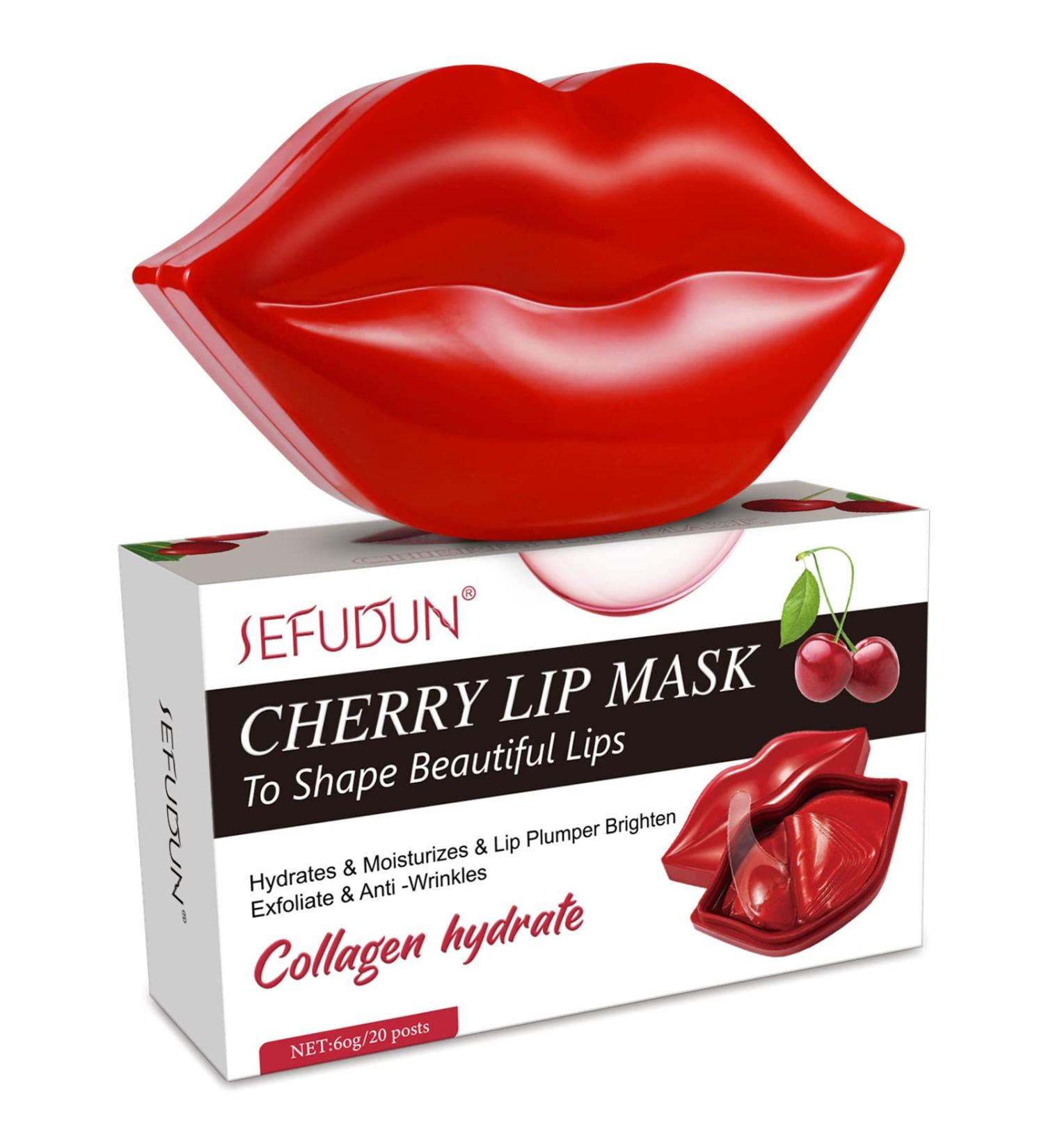 20 Pieces Cherry Lip Mask | Collagen & Moisturizing Anti-Aging Treatment for Dry Torn Lips - Buy Online on GoSupps.com