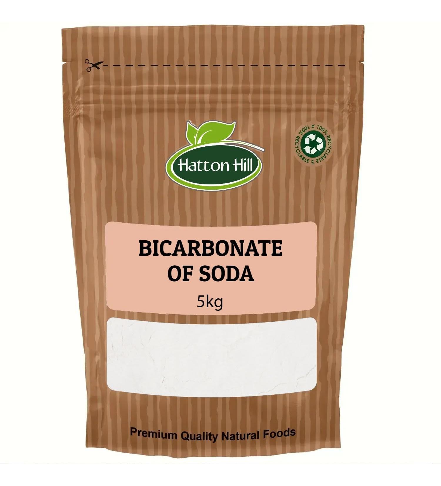 Baking Soda Sodium Bicarbonate 5kg by Hatton Hill - Pure Baking Soda for Baking Cleaning Bath Bombs