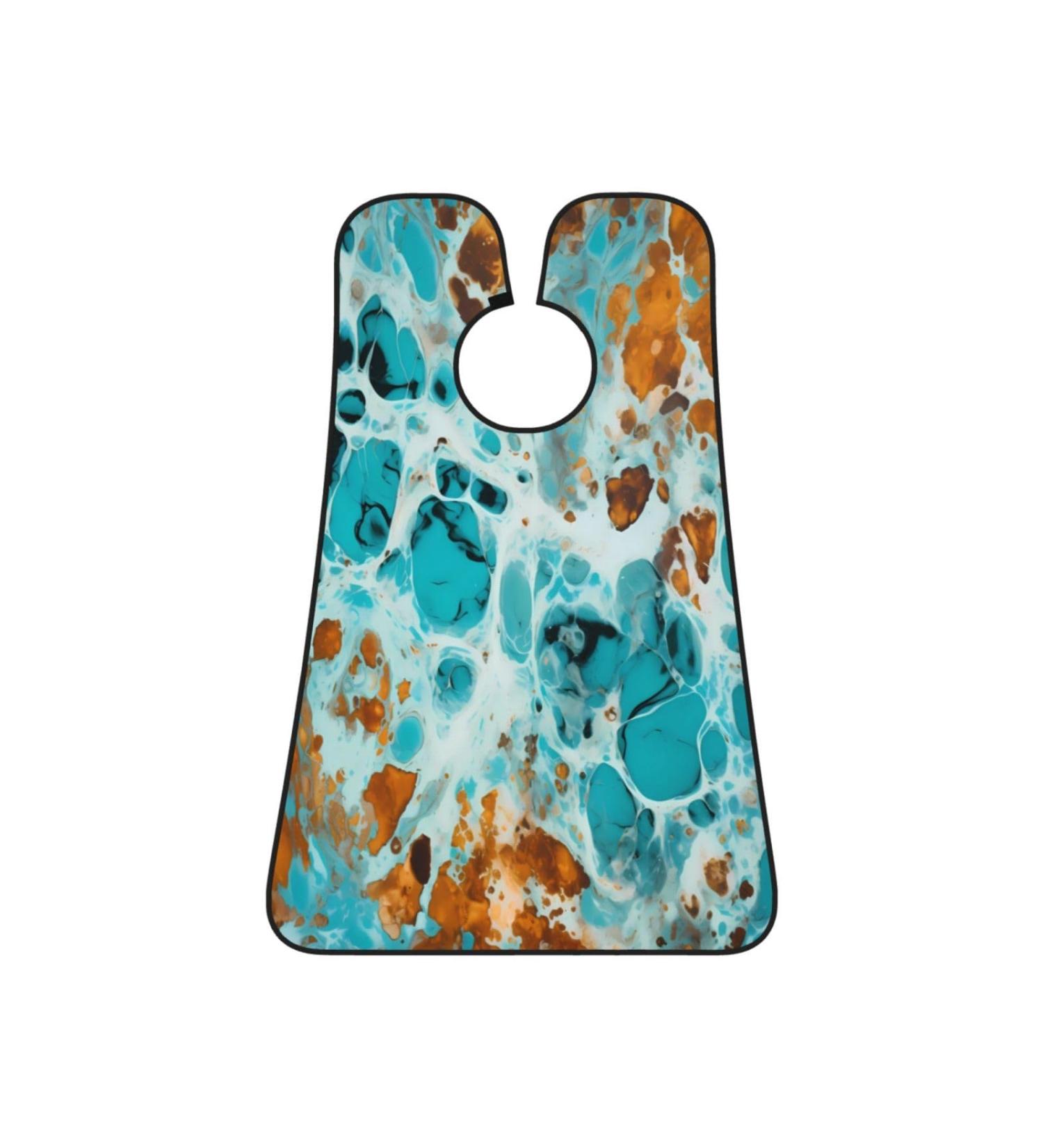 Buy Turquoise Marble Art Beard Bib - Teal Cow Print Grooming Cloth for Easy Shaving & Trimming | Perfect Gifts for Men - International Shipping Available - Buy Online on GoSupps.com