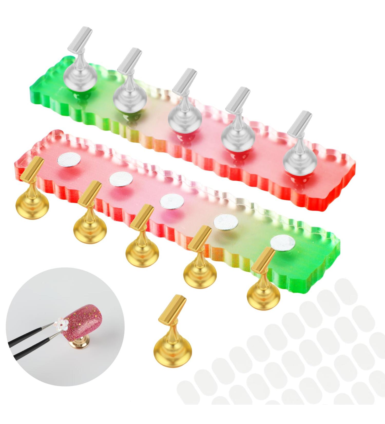 Prasacco 2 Sets Nail Stand for Press on Colorful Nail Holder for Painting Magnetic Nails Display Practice DIY Nail Display Stand with 2 Sheets Adhesive Tabs Nail Art Tools for Home Beginner Salon - Buy Online on GoSupps.com
