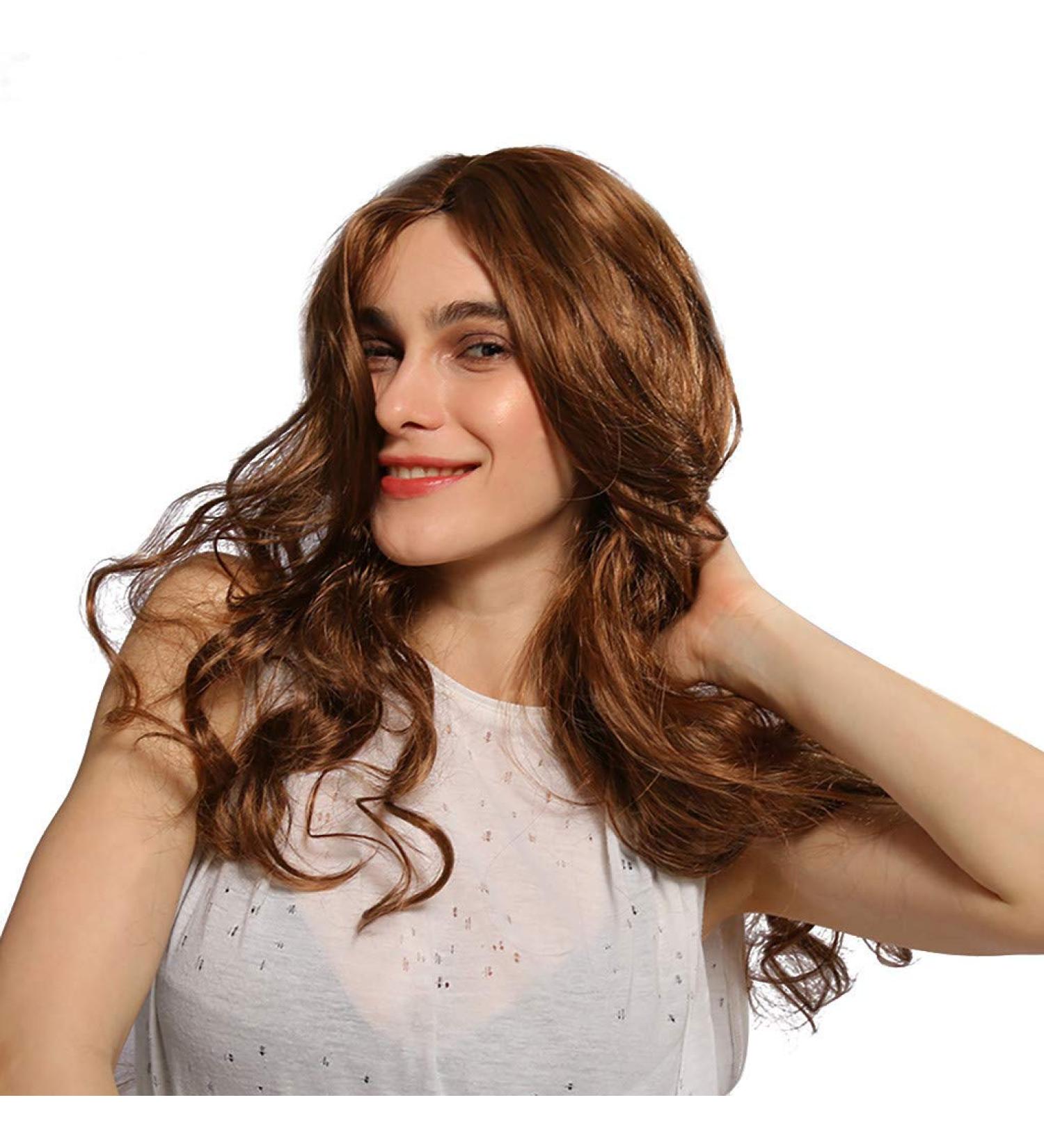 Buy Brown Wavy Synthetic Wig for Women Long Curly Hair | 80s 70s 60s 50s Cosplay Hairstyle | International Shipping Available - Buy Online on GoSupps.com