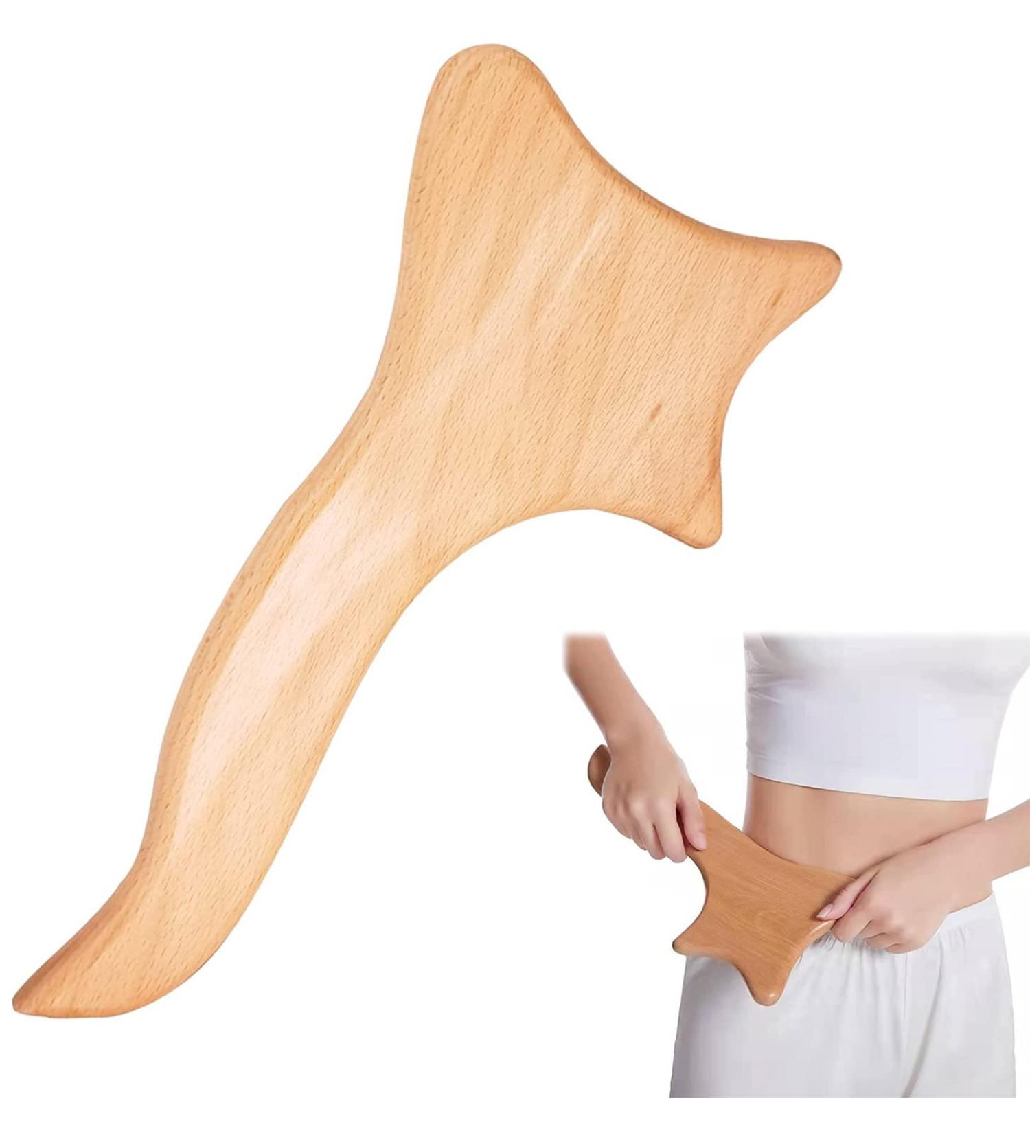 Wood Lymphatic Drainage Gua Sha Tool - Anti-Cellulite Massage Device for Back Arms and Legs | Natural Wooden Therapy for Soft Tissue Relief - Buy Online on GoSupps.com