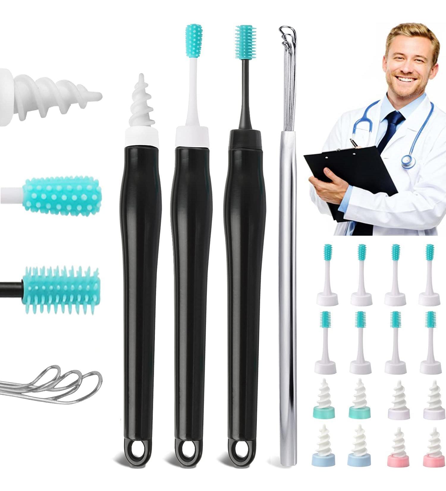 Q-Grips Earwax Remover - Silicone Ear Cleaner Tool with 16 Replacement Tips for Adults and Kids - Buy Online on GoSupps.com