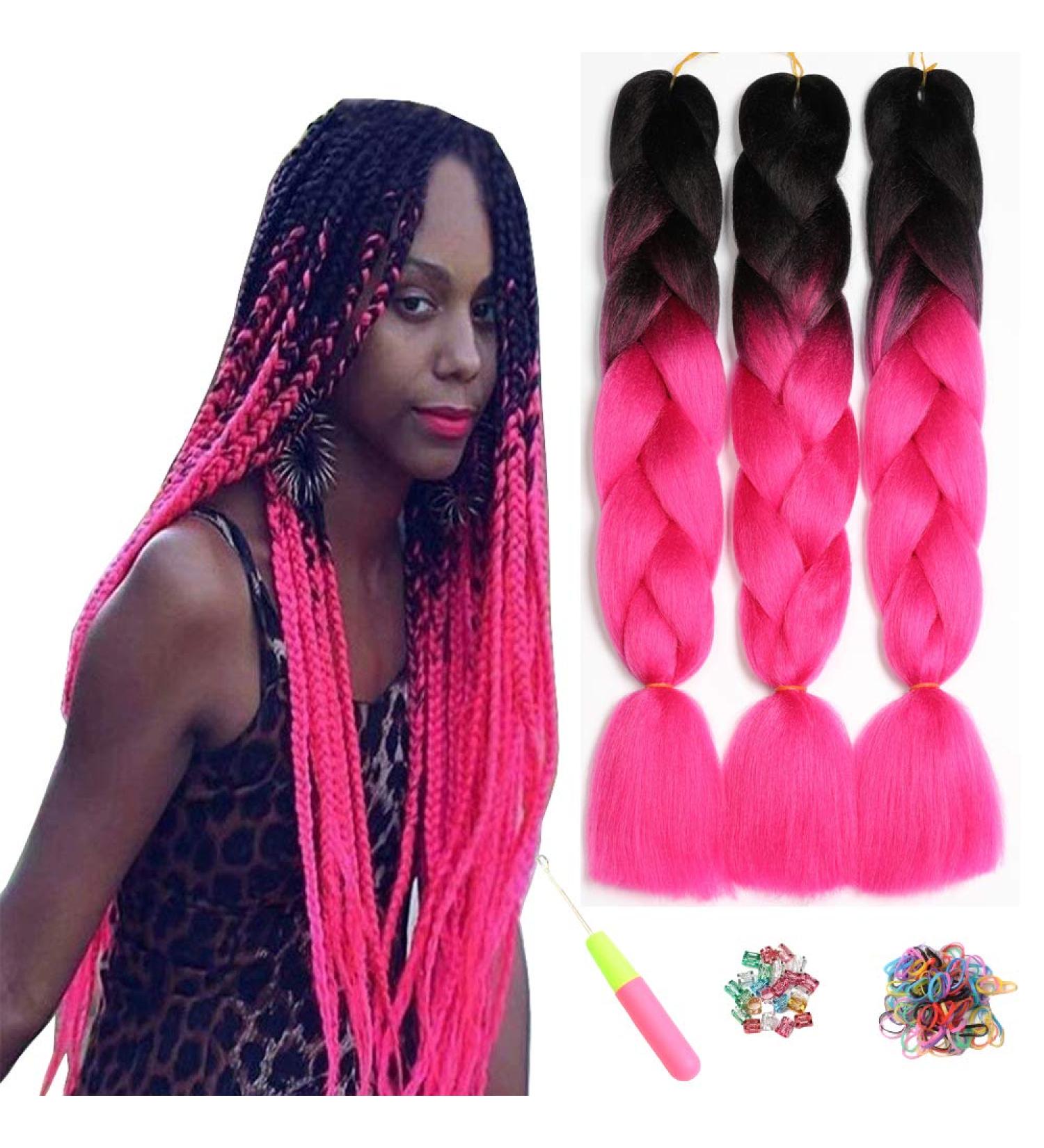 Showjarlly Kanecalon Hair Extensions - Ombre Jumbo Braid 24 | Kanecalon Braids Box Hair 61cm African Hair | International Shipping Available - Buy Online on GoSupps.com