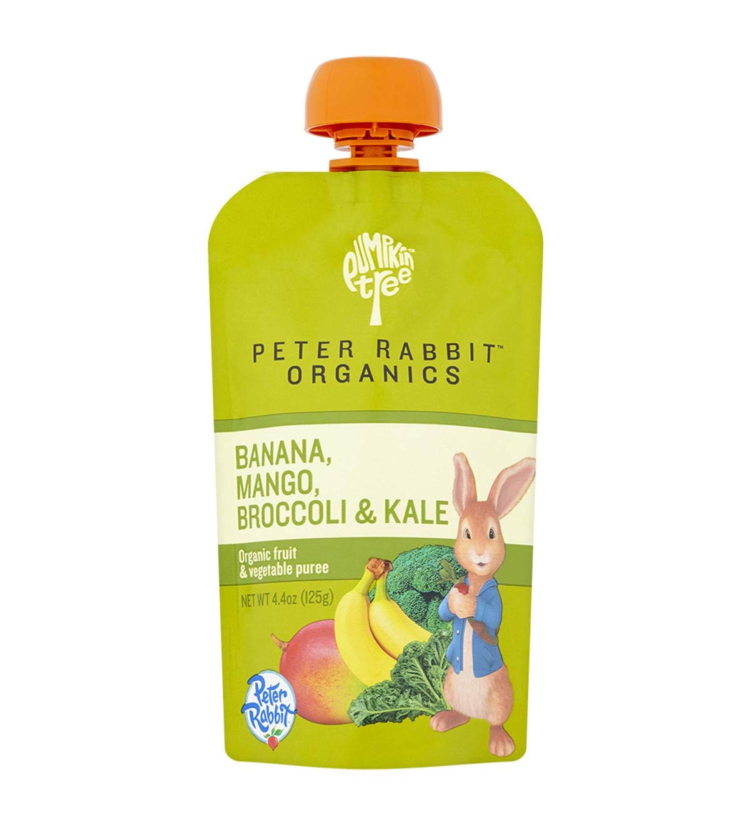 Pumpkin Tree Peter Rabbit Organics Banana Mango Kale Squeeze Pouch, Pack of 10 - 4.4oz each - Buy Online on GoSupps.com