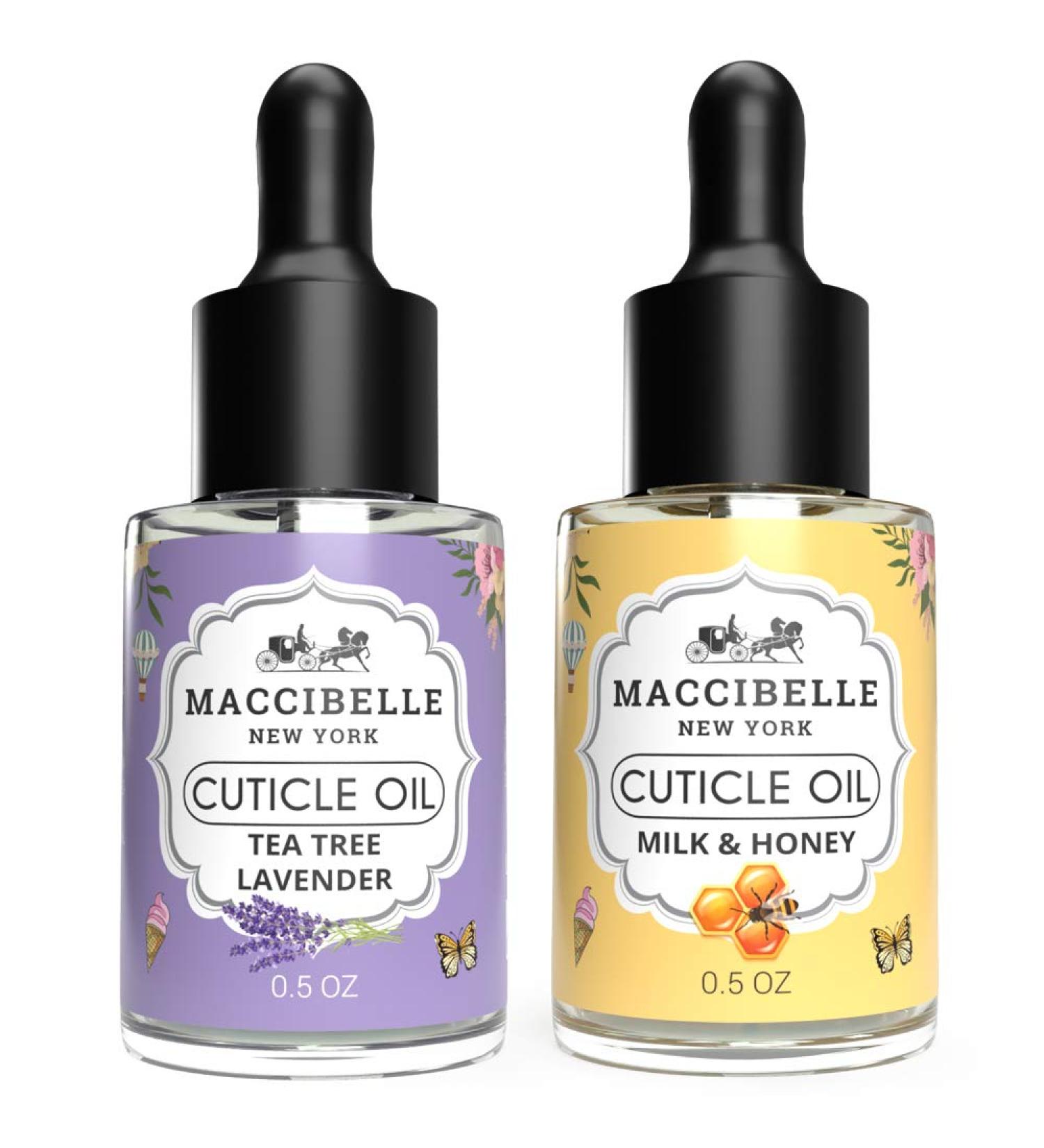 Maccibelle Cuticle Oil 0.5 oz Set of 2 - Tea Tree Lavender & Milk Honey for Dry Cracked Cuticles - Buy Online on GoSupps.com