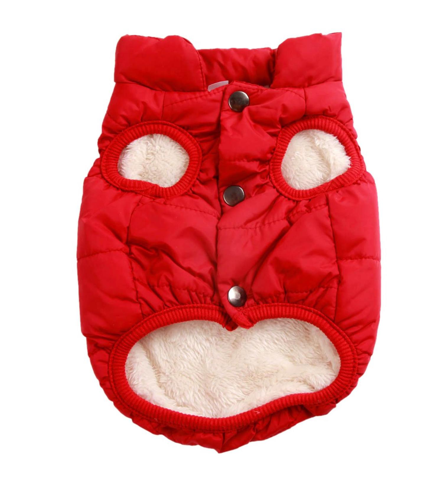 Joydaog Fleece-Lined Dog Jacket - Warm Windproof Vest for Winter - Small (S) Red - Extra Soft & Cozy - Buy Online on GoSupps.com