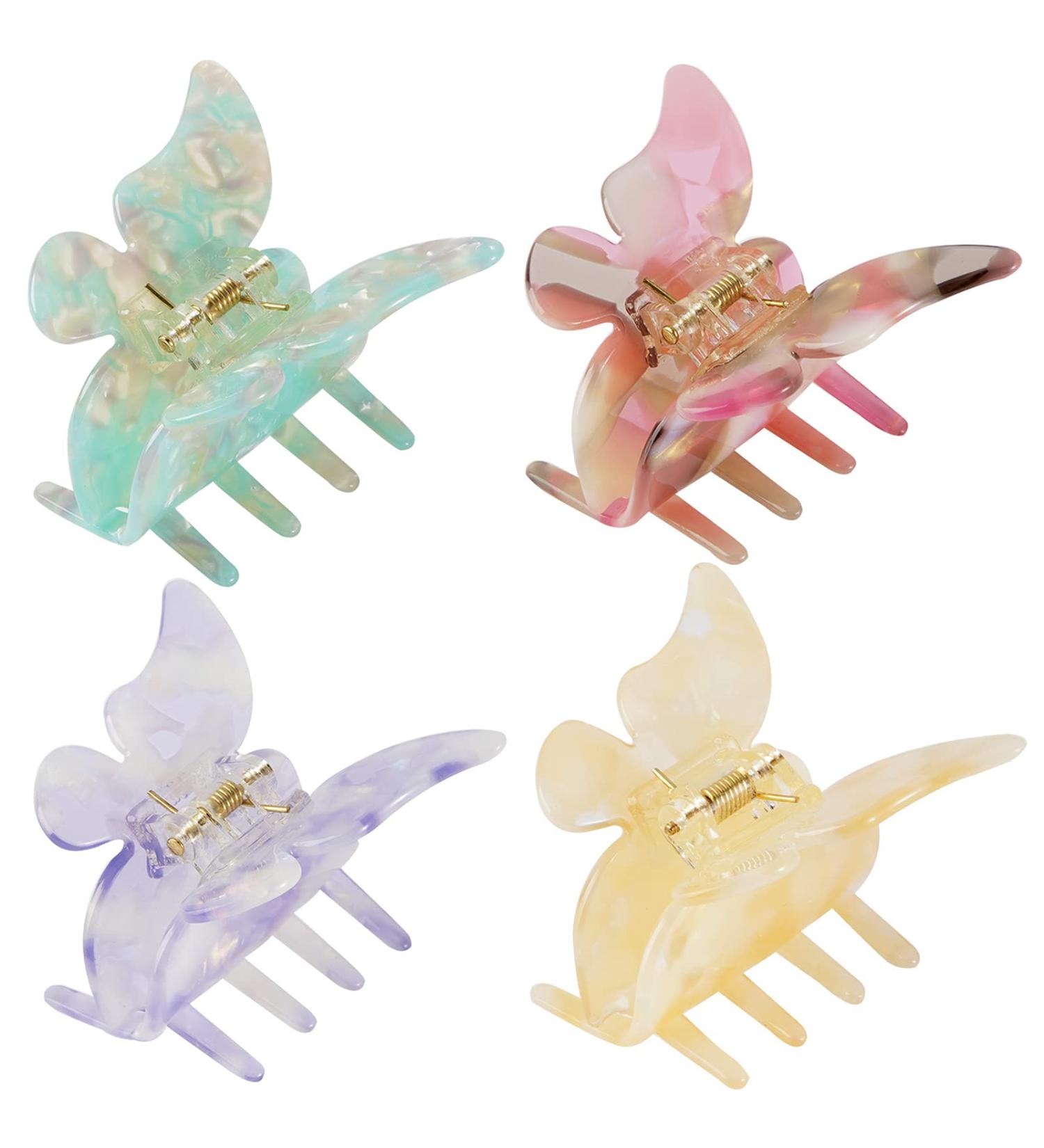 Jakeni Medium Claw Butterfly Hair Clips for Women and Girls - 4 Pack Celluloid Leopard Print Hair Claw Clips (Color B) - Buy Online on GoSupps.com