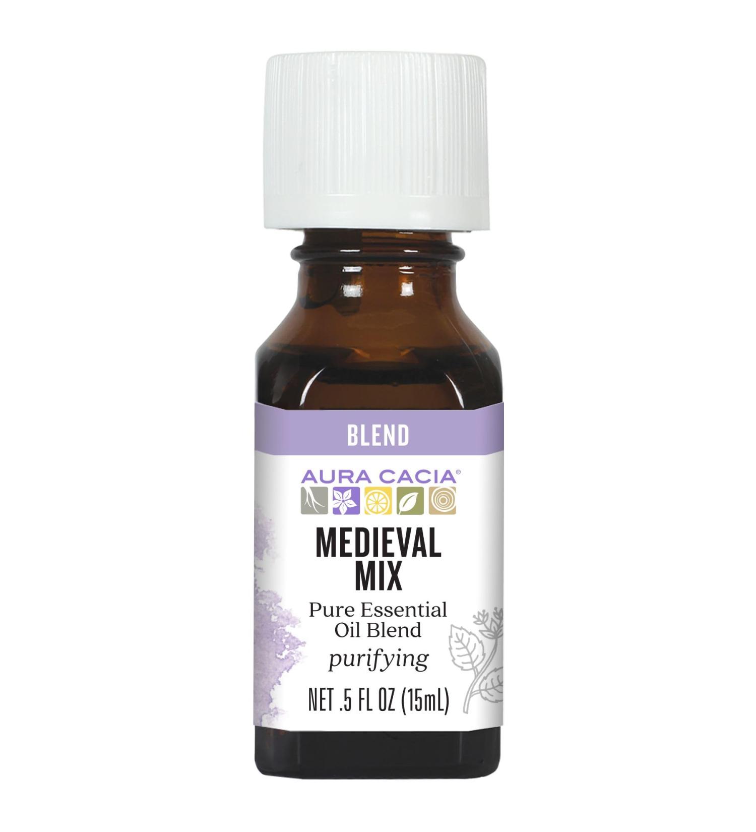 Aura Cacia Purifying Medieval Mix Pure Essential Oil Blend, No Synthetic Preservatives, 0.5 Fluid Ounces (Pack of 1) - Buy Online on GoSupps.com