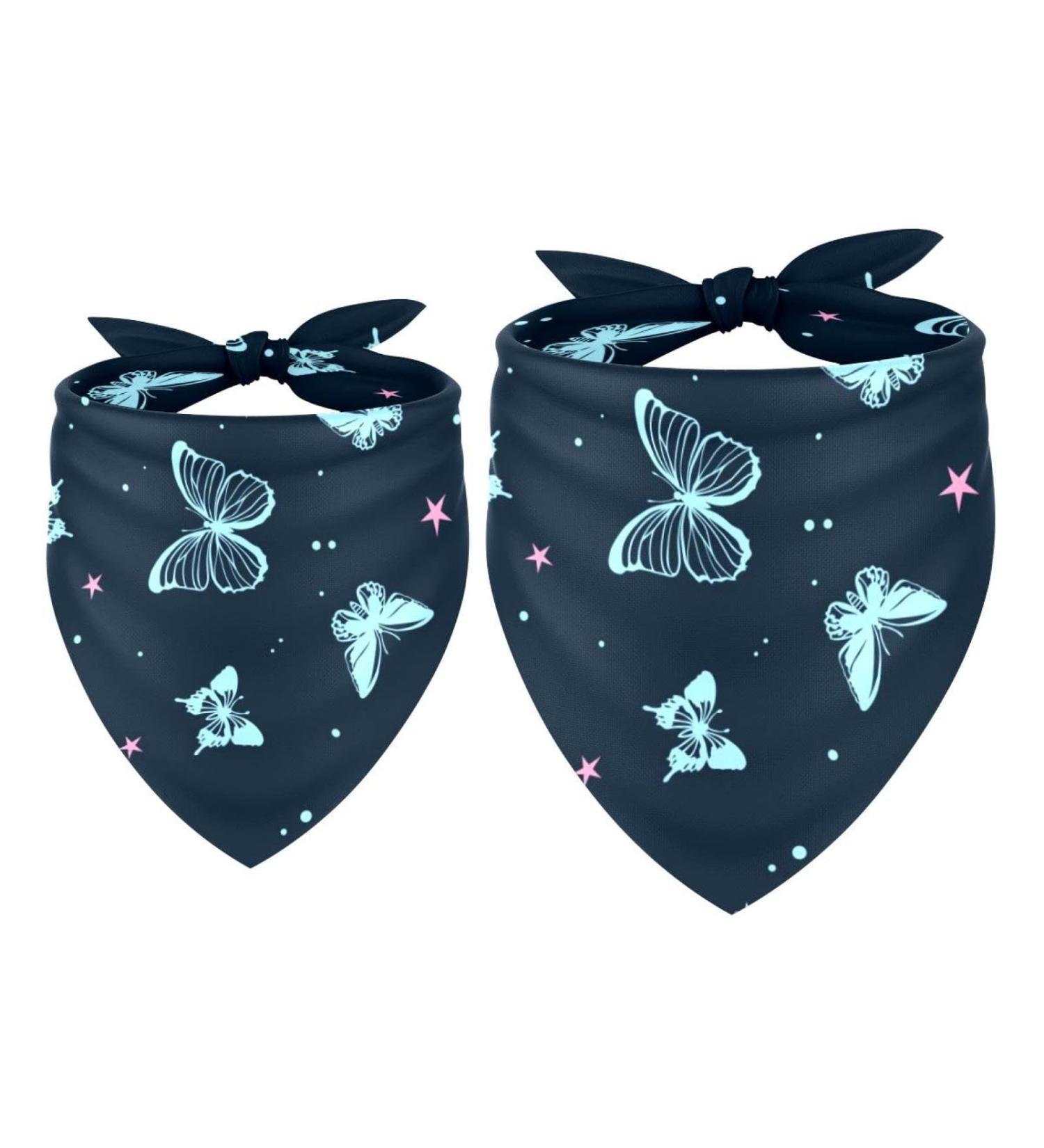 Shop Beautiful Butterfly Triangular Scarves for Dogs & Cats | Multi-Colored Bibs for All Sizes - 2 Pack - Buy Online on GoSupps.com