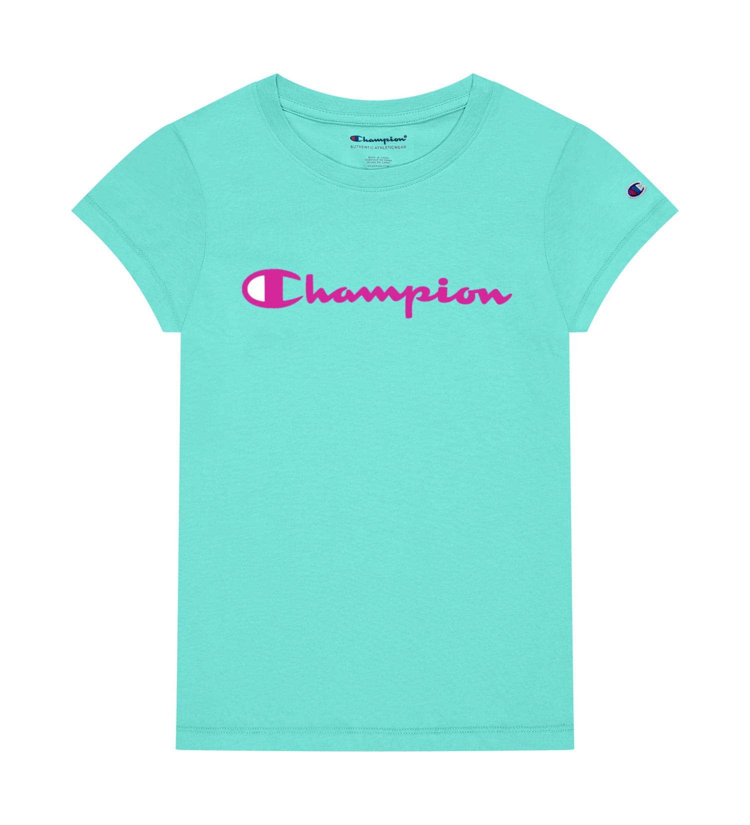 Champion Girls Heritage Short Sleeve Logo Tee - Large (Light Sea Green) - Buy Online on GoSupps.com