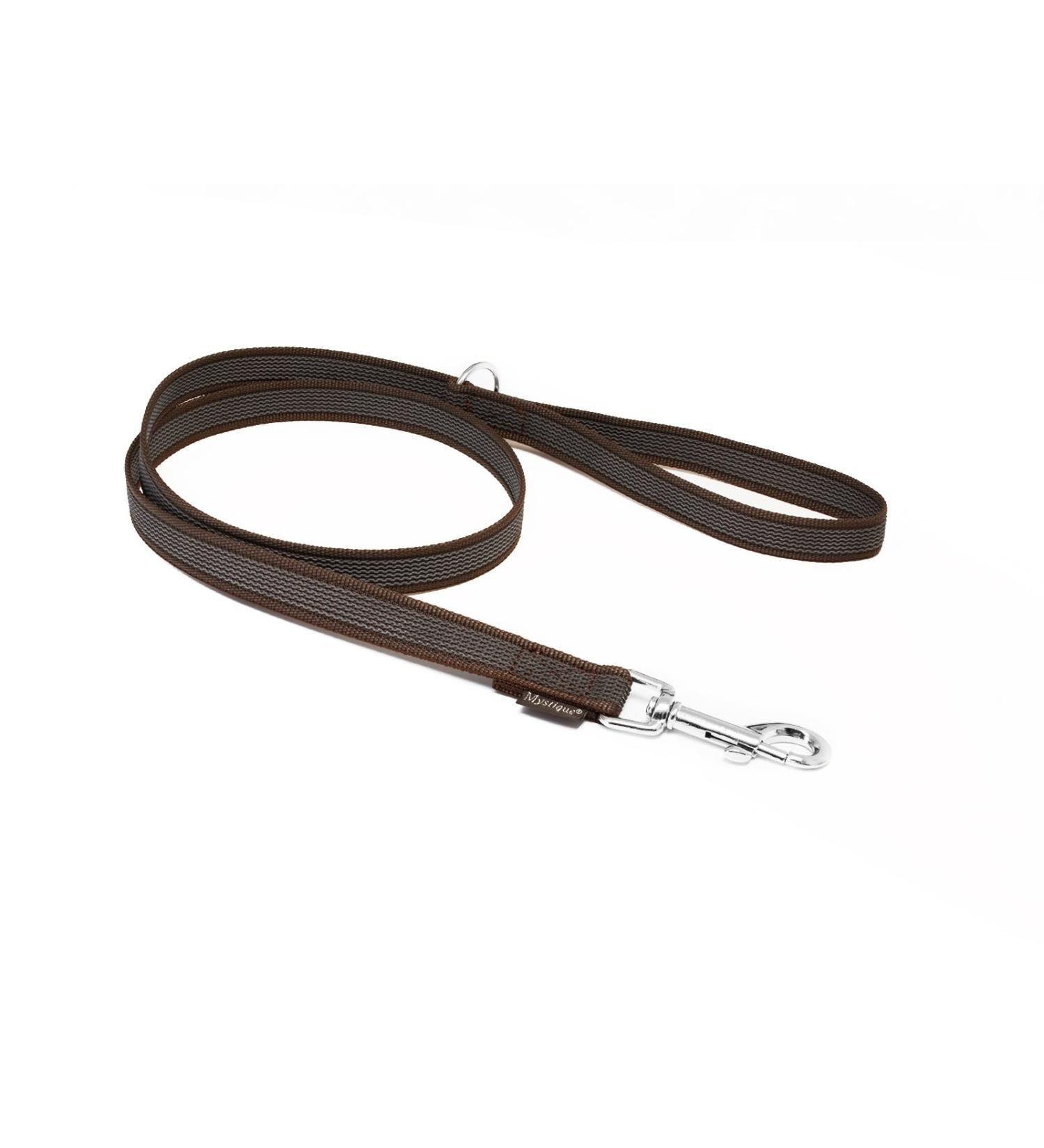 Mystique Rubberized leash 20mm with hand loop standard carabiner brown 1 2m 1 2m brown