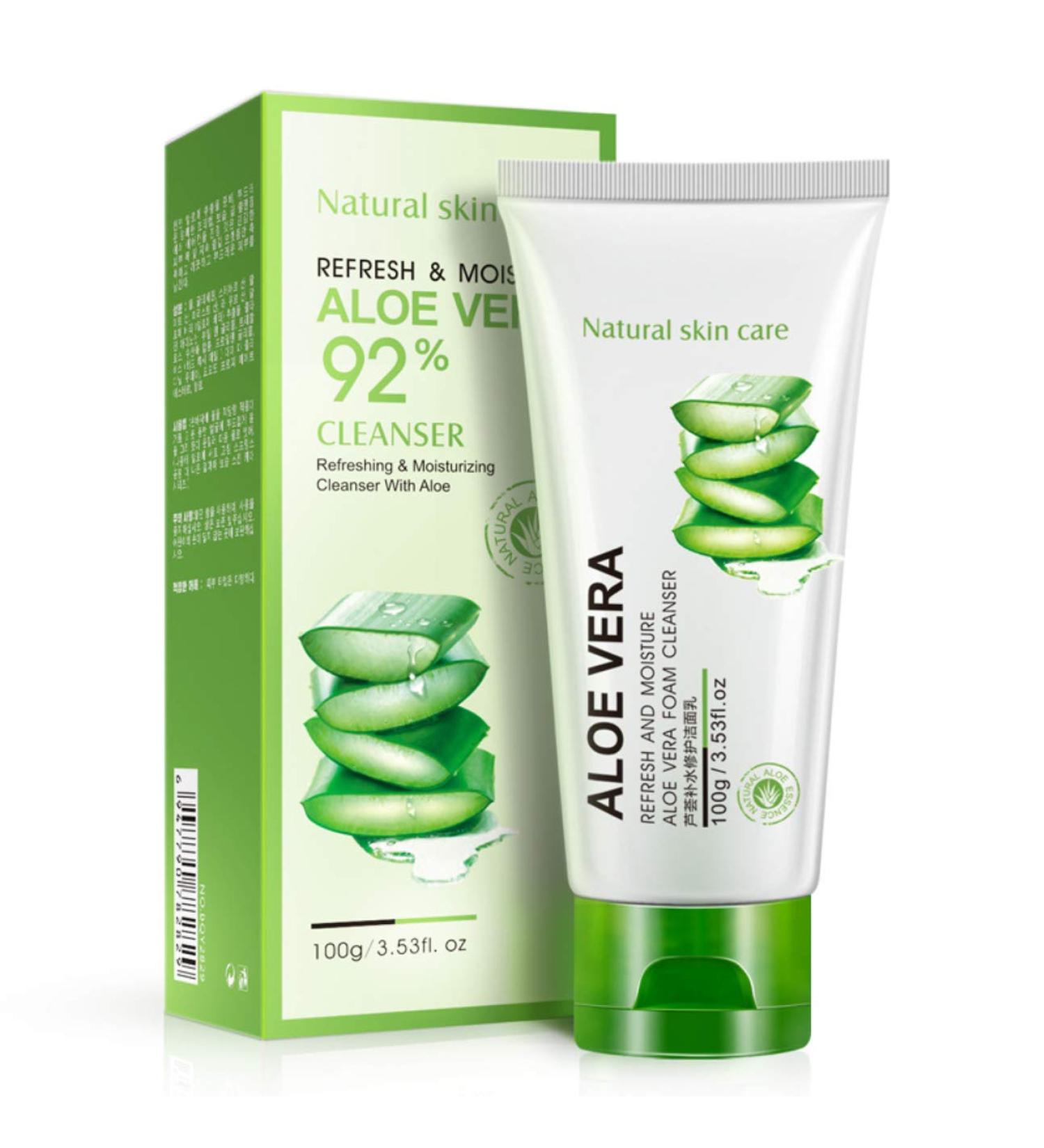 BIOAQUA 92% Aloe Vera Foam Cleanser - Deep Cleaning Face Cleanser (100g) - Buy Online on GoSupps.com