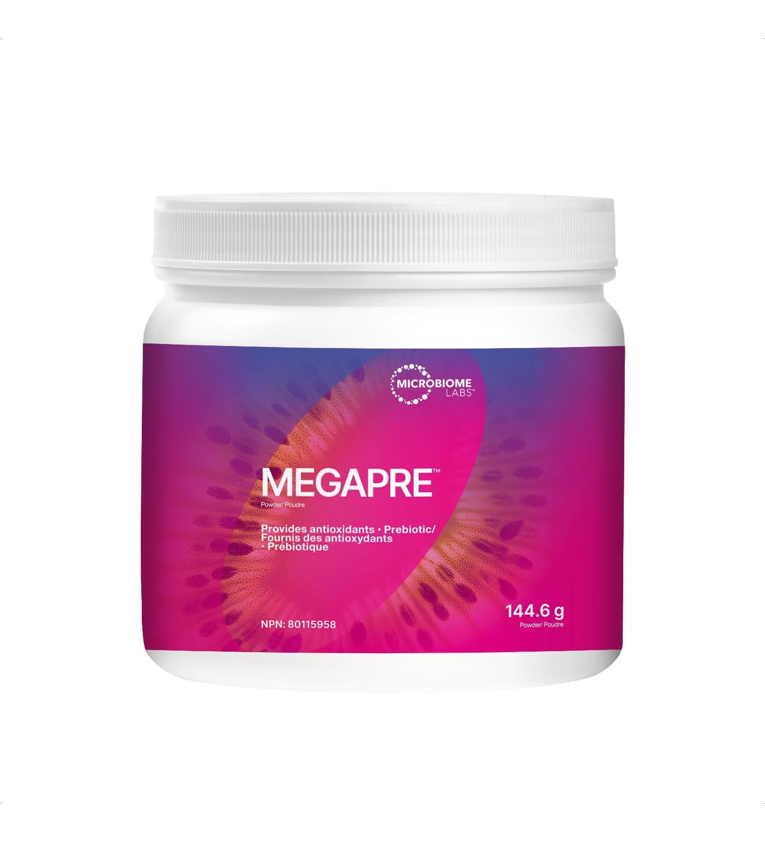 Microbiome Labs MegaPre Powder Pineapple Orange Guava - Non-Digestible Oligosaccharides Prebiotic Powder for Gut Health - Precision Prebiotic Digestive Health Supplement (144.6 Grams)